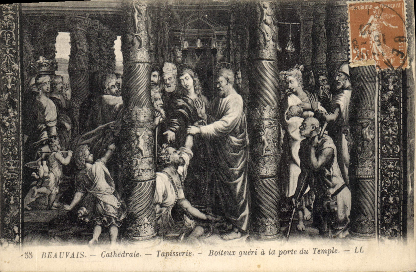 CPA Beauvais Cathedrale Tapisserie Boiteux gueri a la Porte du Temple