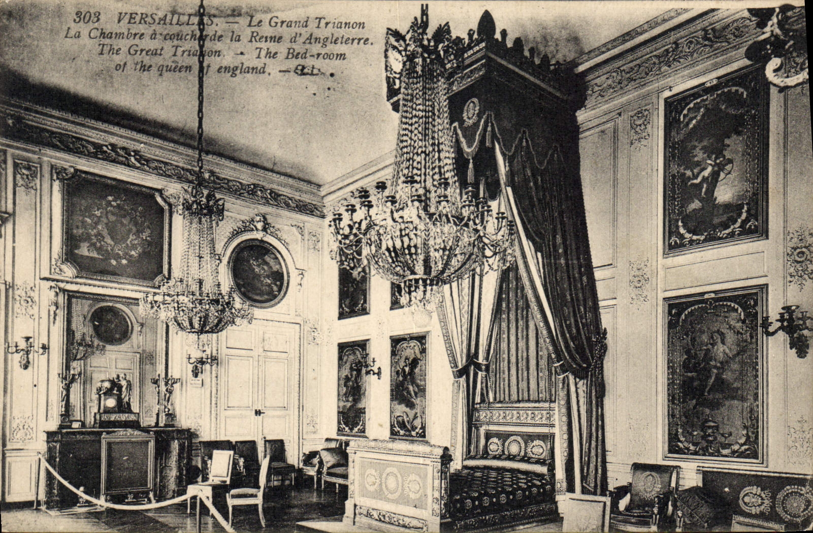 CPA Versailles Le Grand Trianon la chambre a coucher de la Reine d'Angleterre 