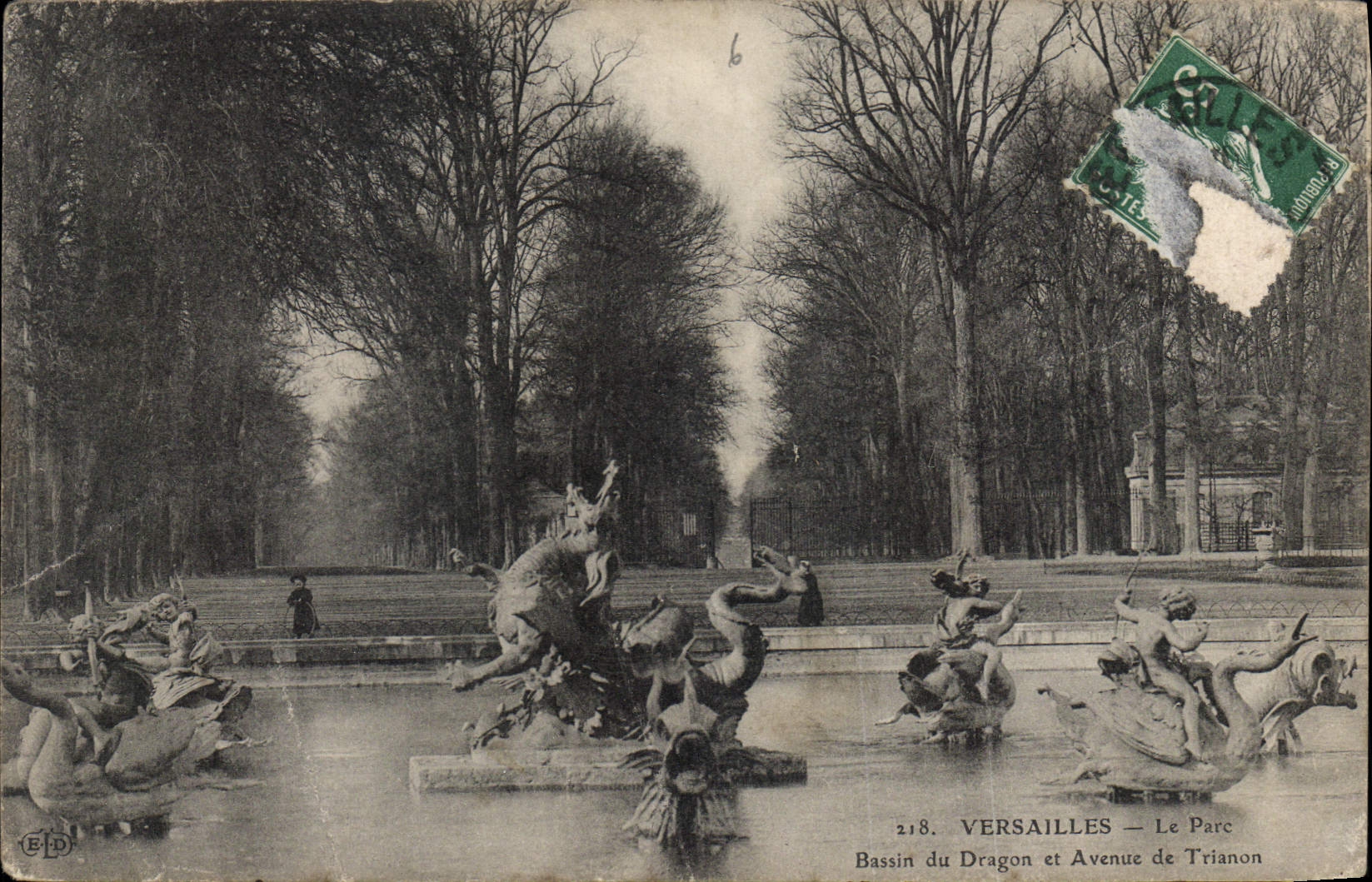 CPA Versailles Le Parc Bassin du Dragon et Avenue de Trianon 