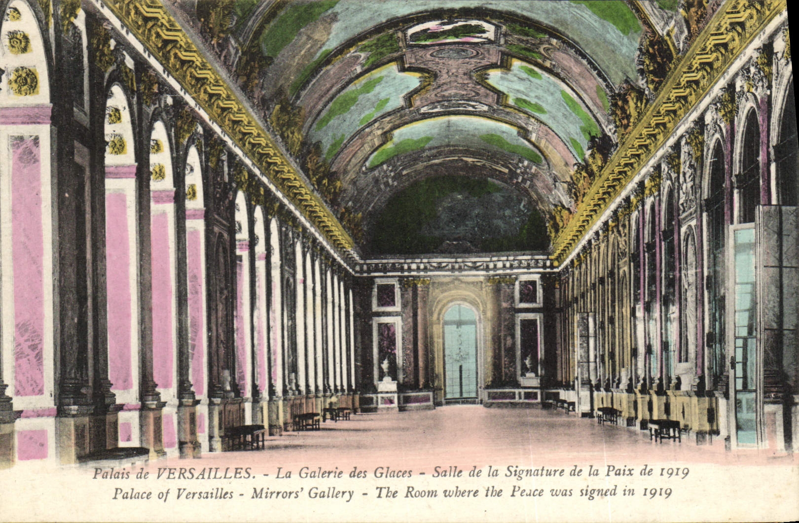 CPA Palais de Versailles la Galerie des Glaces Salles de la Signature de la Paix de 1919 