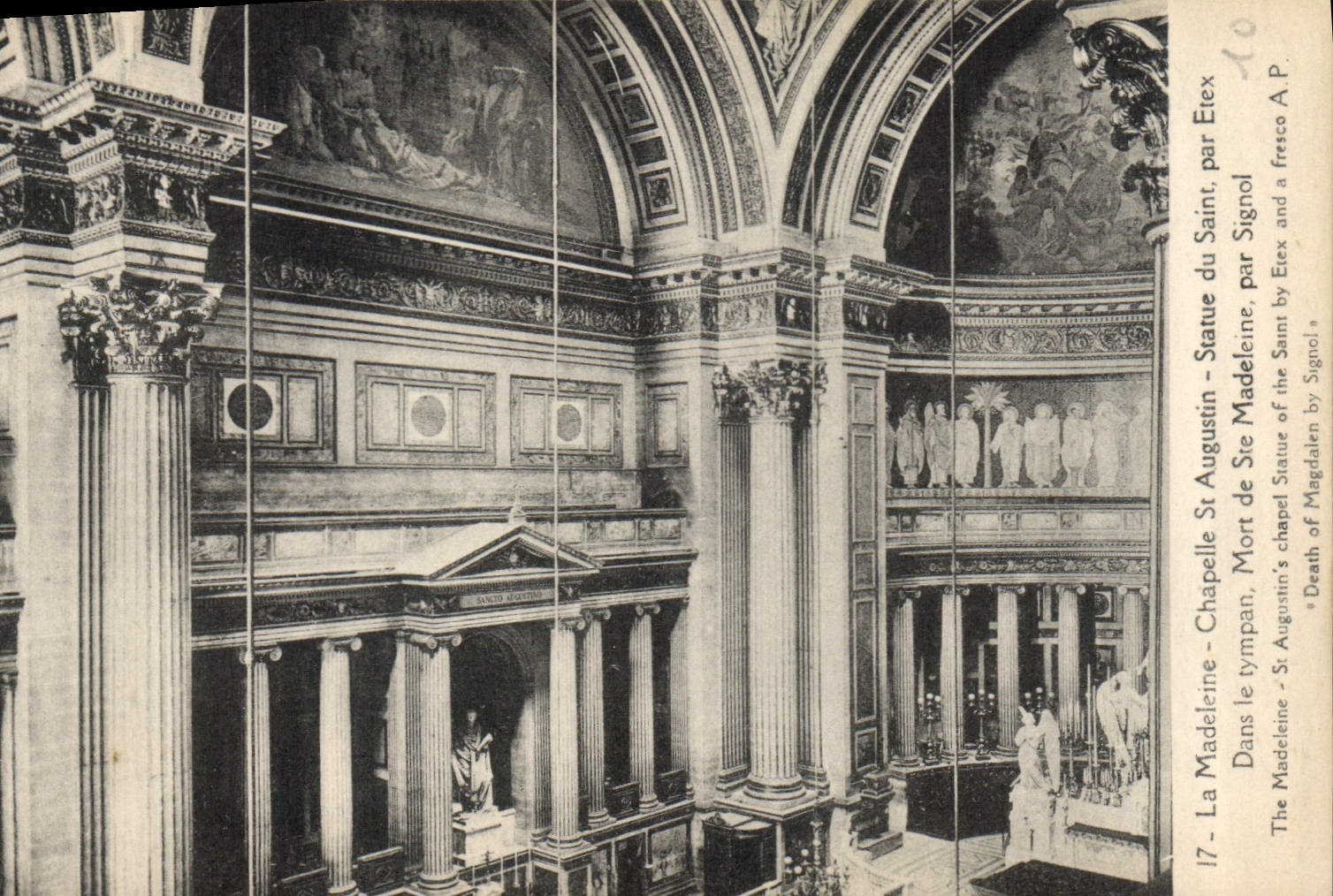 CPA La Madeleine Chapelle St Augustin Statue du Saint dans le tympan Mort de Ste Madeleine 