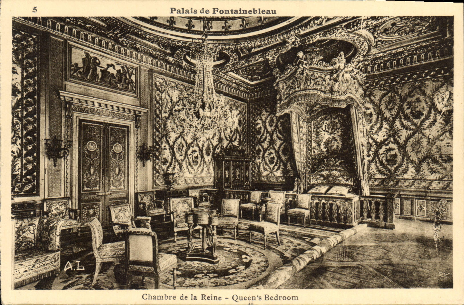 CPA Palais de Fontainebleau Chambre de la Reine Queen's Bedroom 