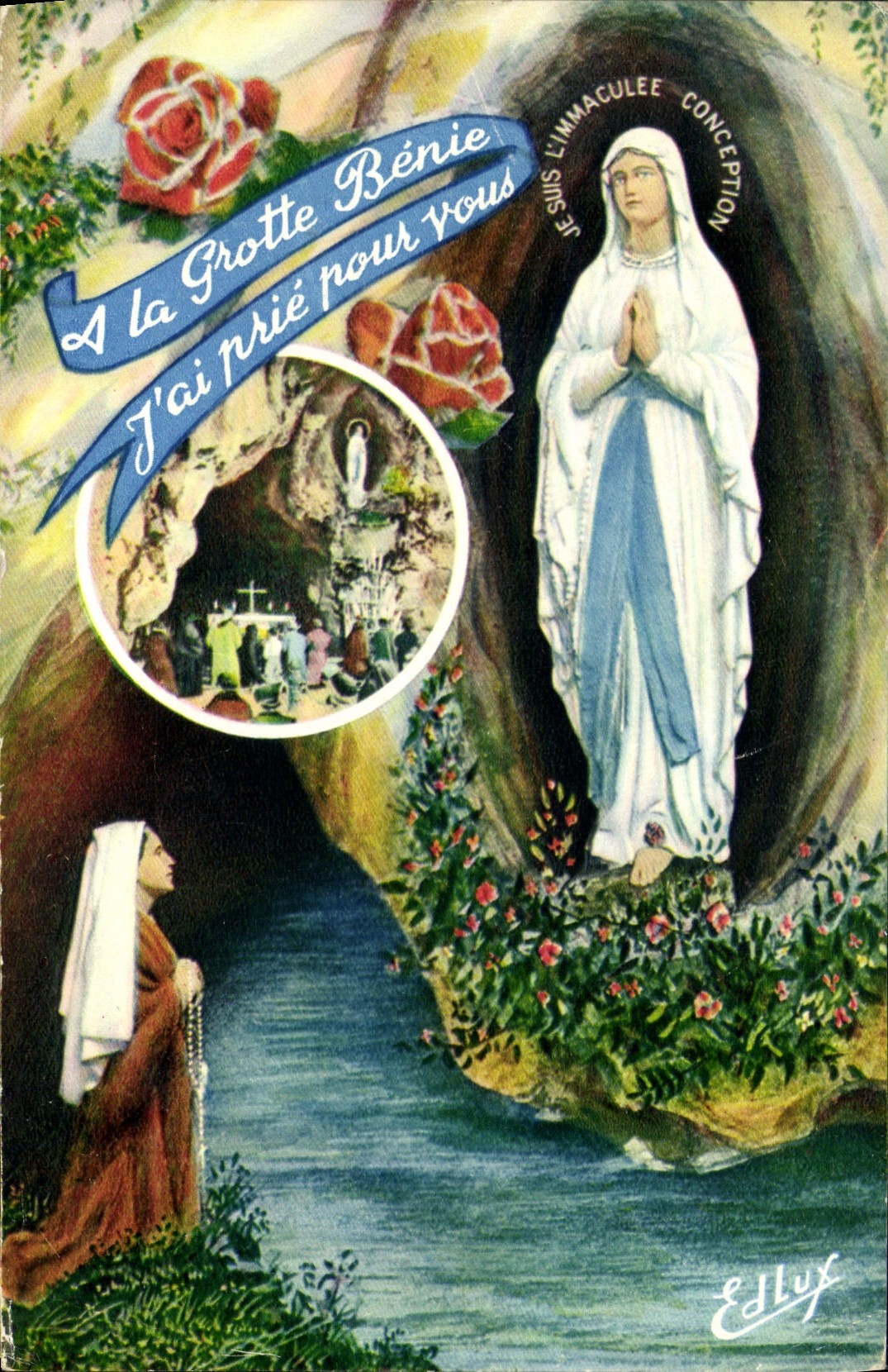 CPA A la Grotte Benie J'Ai prie pour vous 