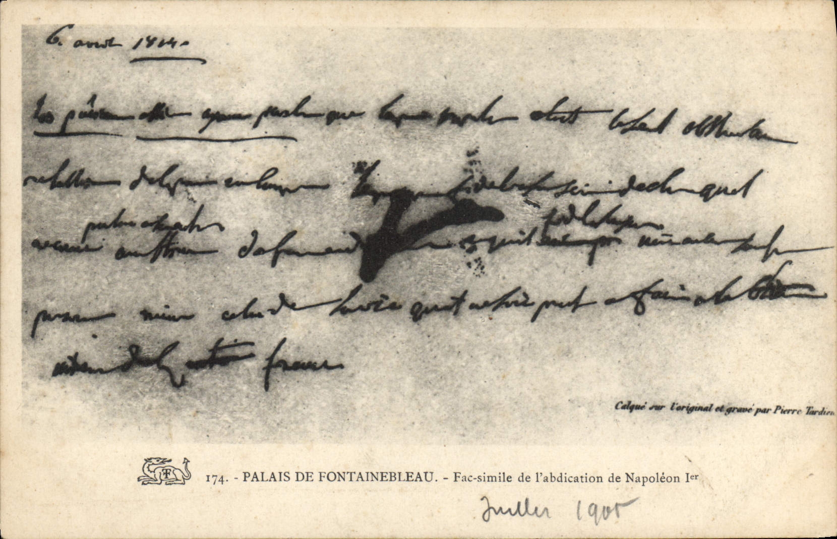 CPA Palais de Fontainebleau  Fac Simile de l'Abdication de Napoleon 1er