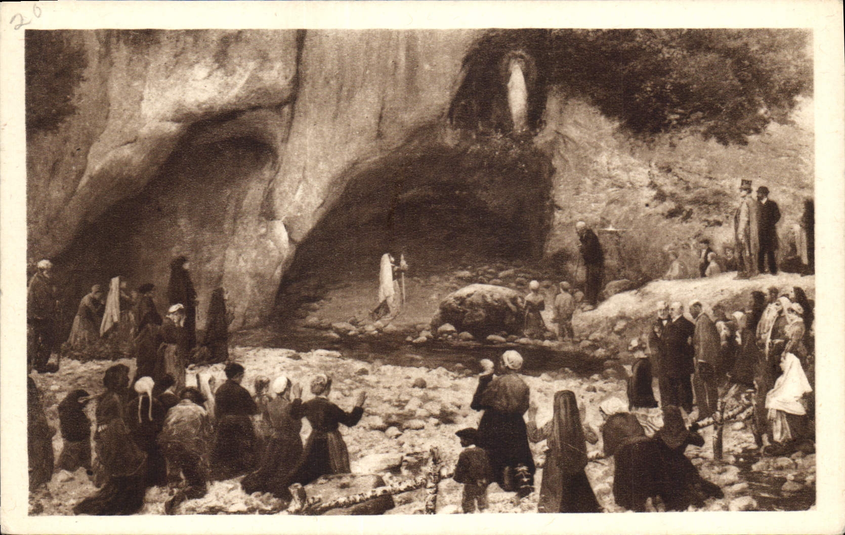 CPA Scene du panorama de Lourdes le Miracle du Cierge 