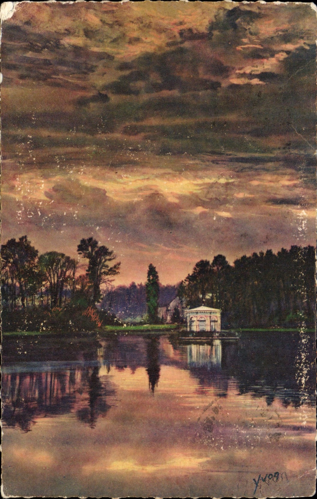 CPA Fontainebleau Le Palais Crepuscule sur l'Etang des Carpes 