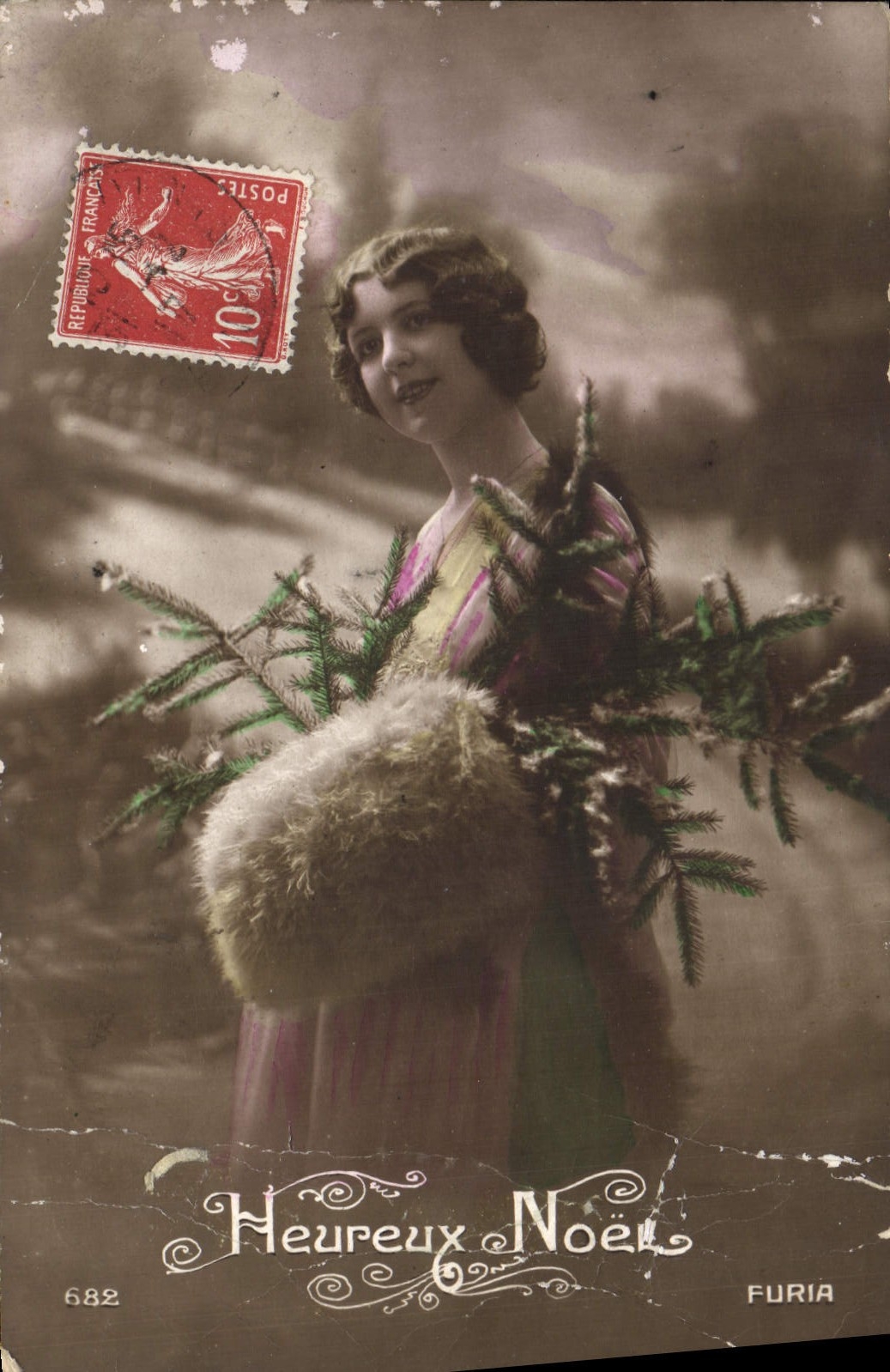 CPA Heureux Noel Femme