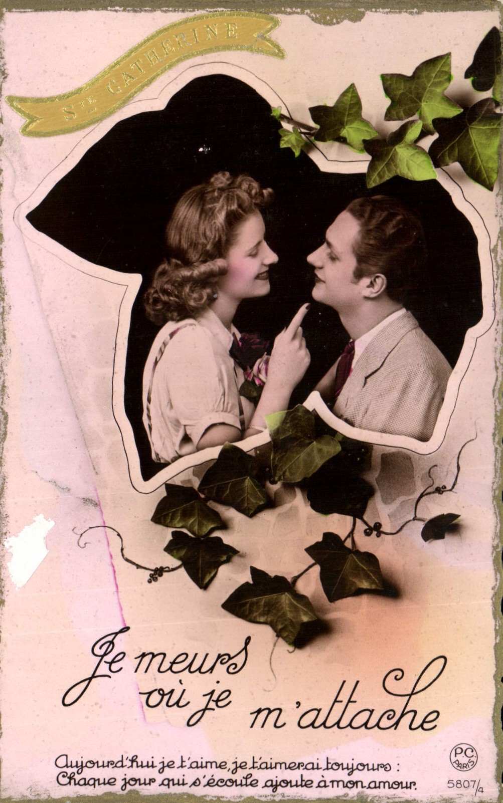 CPA Je meurs ou je m'attache Femme