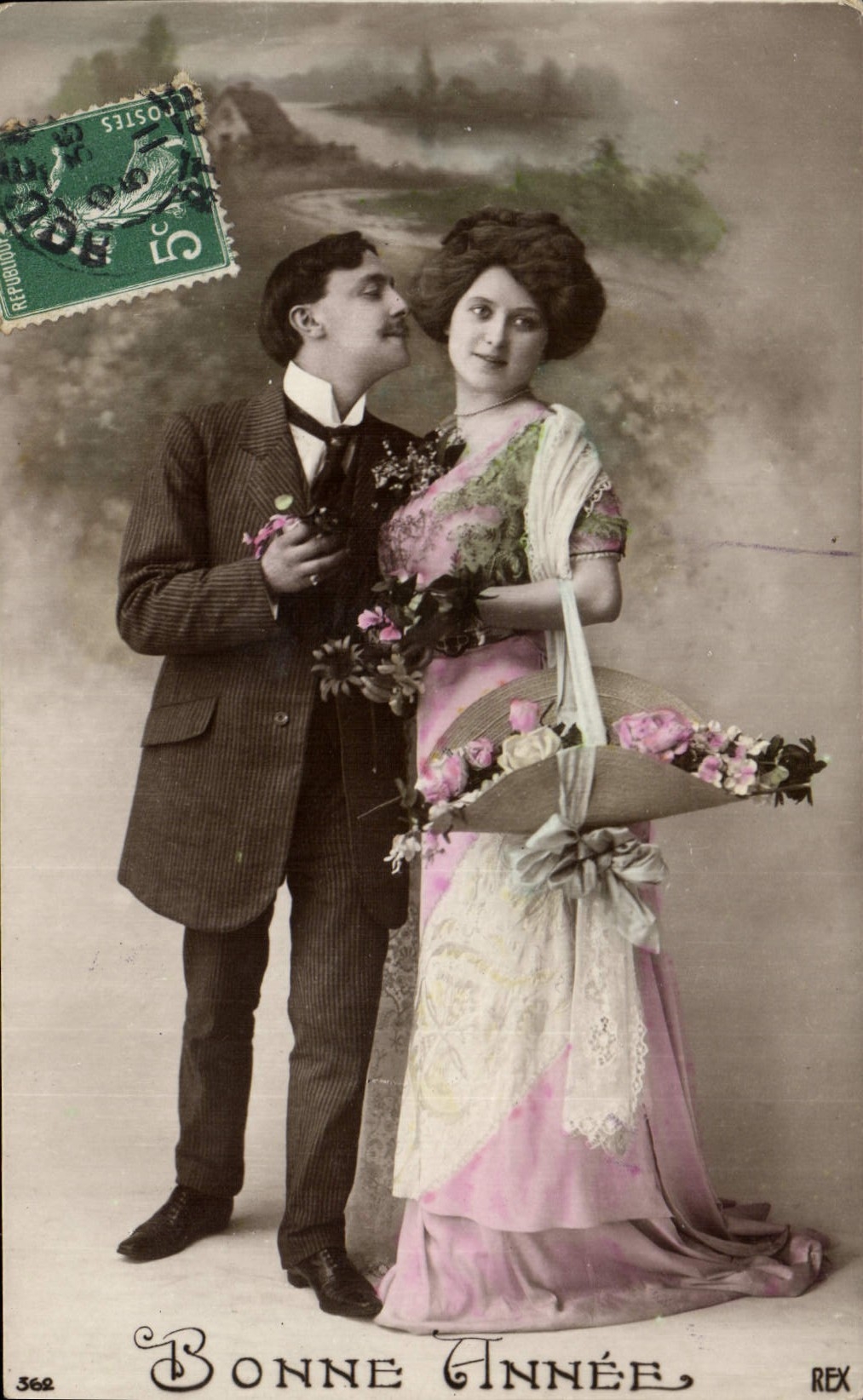 CPA Bonne Annee Femme