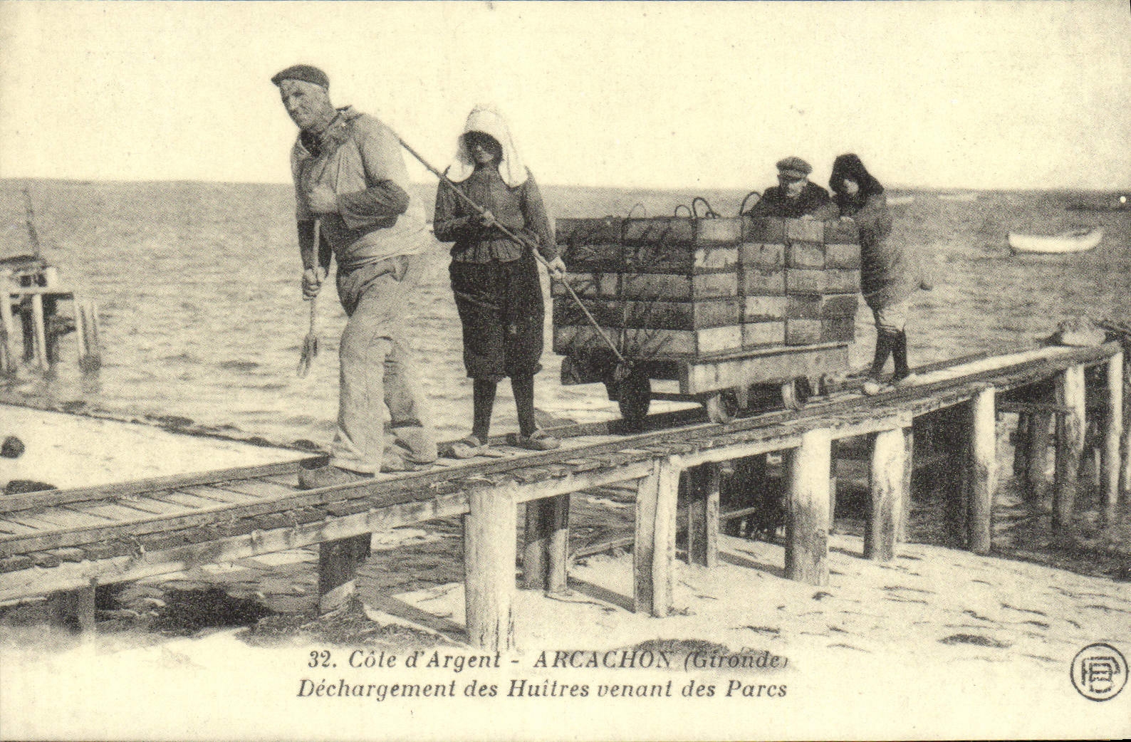 REPRO Cote d'Argent Arcachon Gironde Dechargement des Huitres venant des Parcs