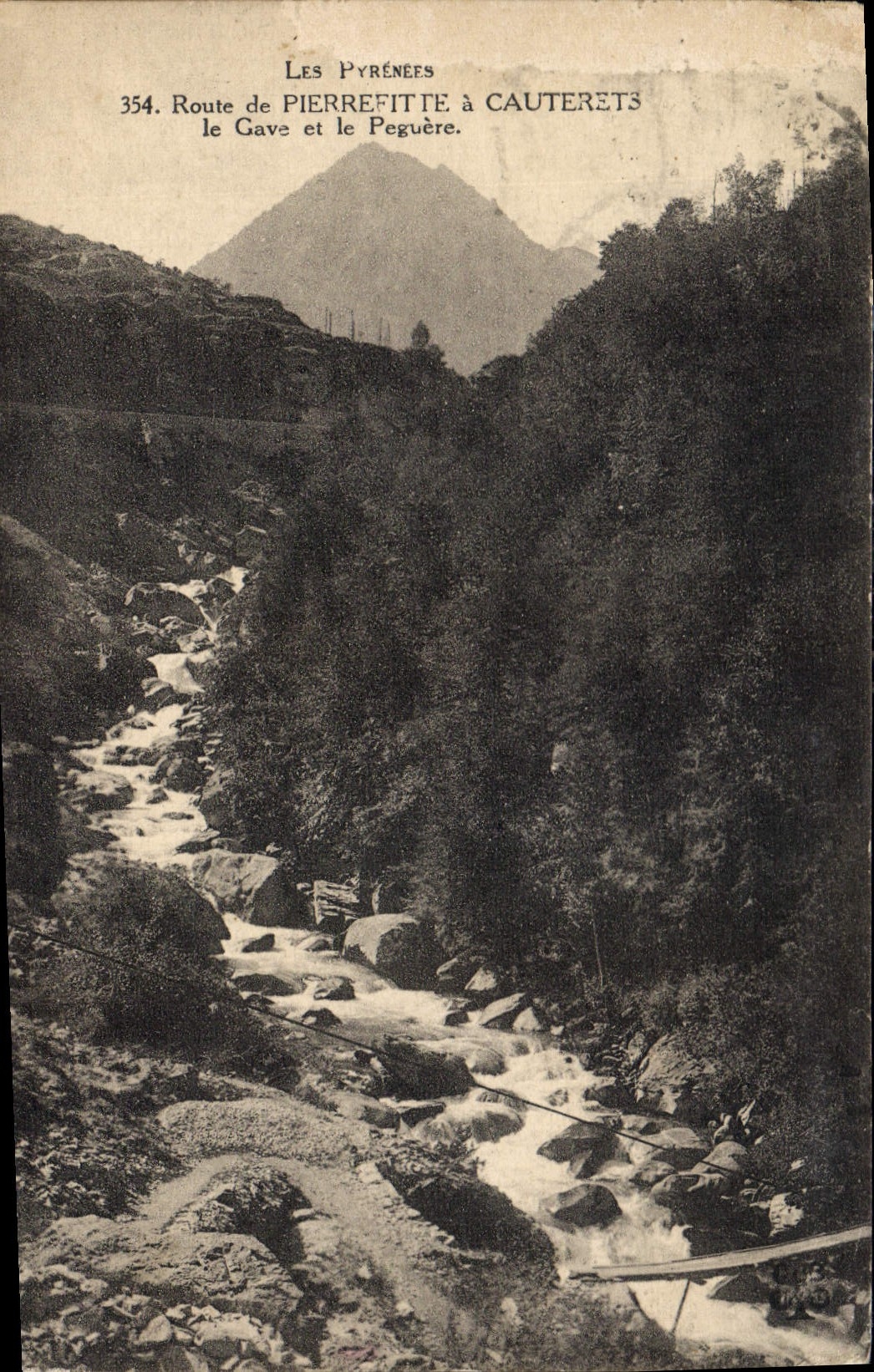 CPA Route de Pierrefitte a Cauterets le Gave et le Peguere 