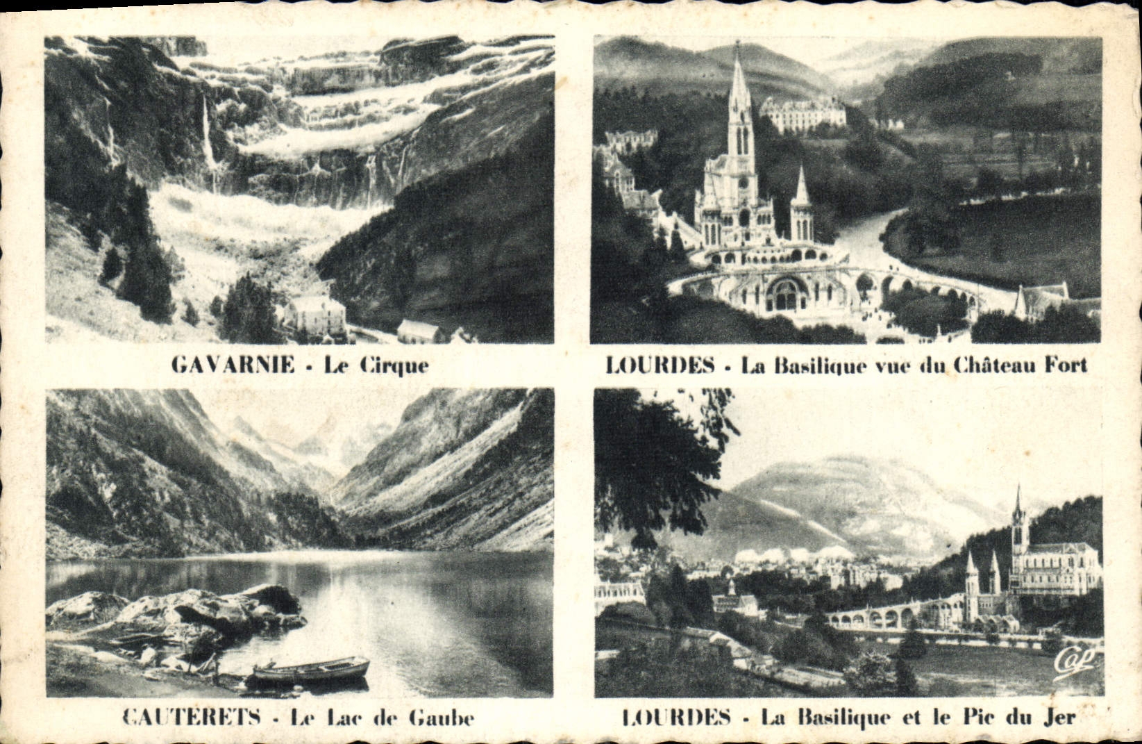 CPA Gavarnie Le Cirque Lourdes La Basilique vue du Chateau Fort 