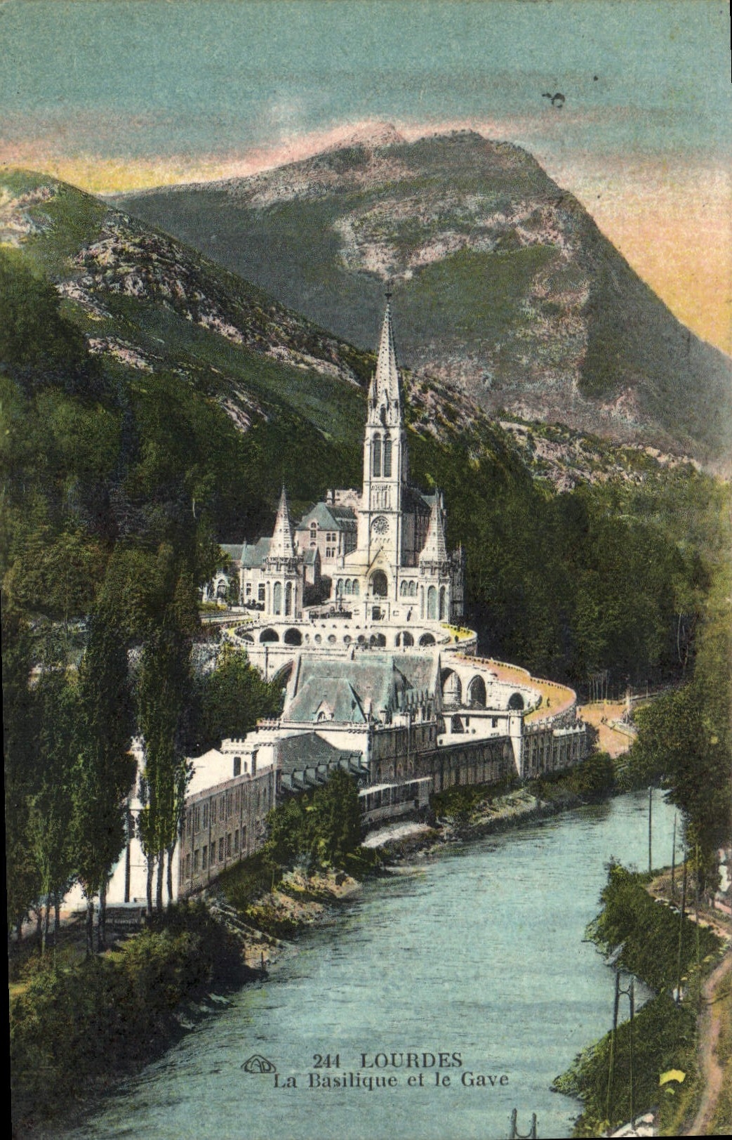 CPA Lourdes La Basilique et le Gave 
