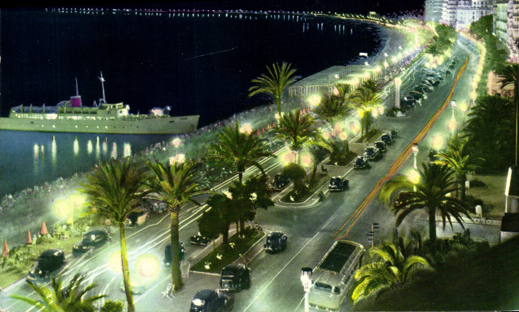 CPM Nice la Nuit La Promenade des Anglais