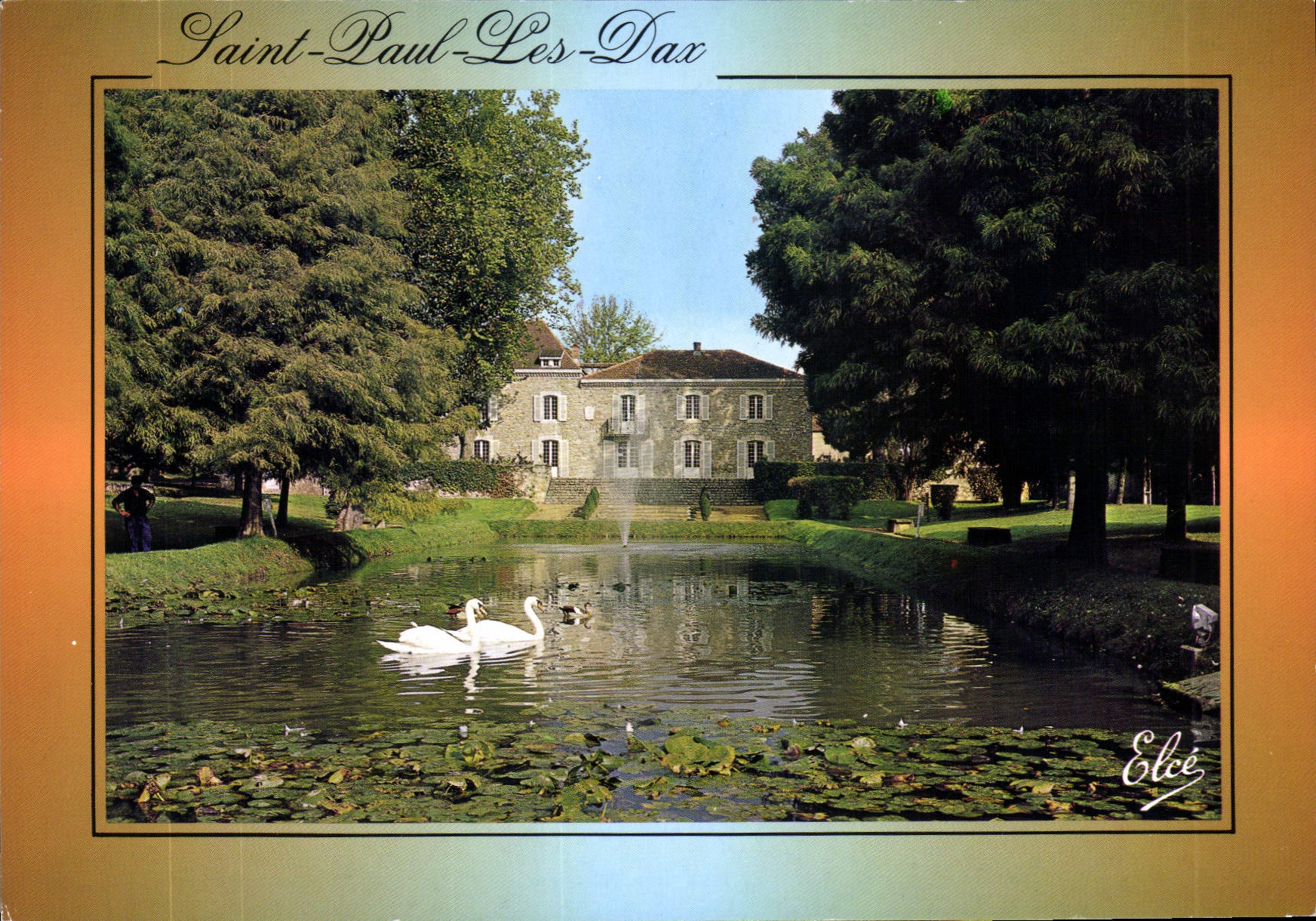 CPM Saint Paul les Dax le Parc et le Bassin de l'Hotel de Ville 