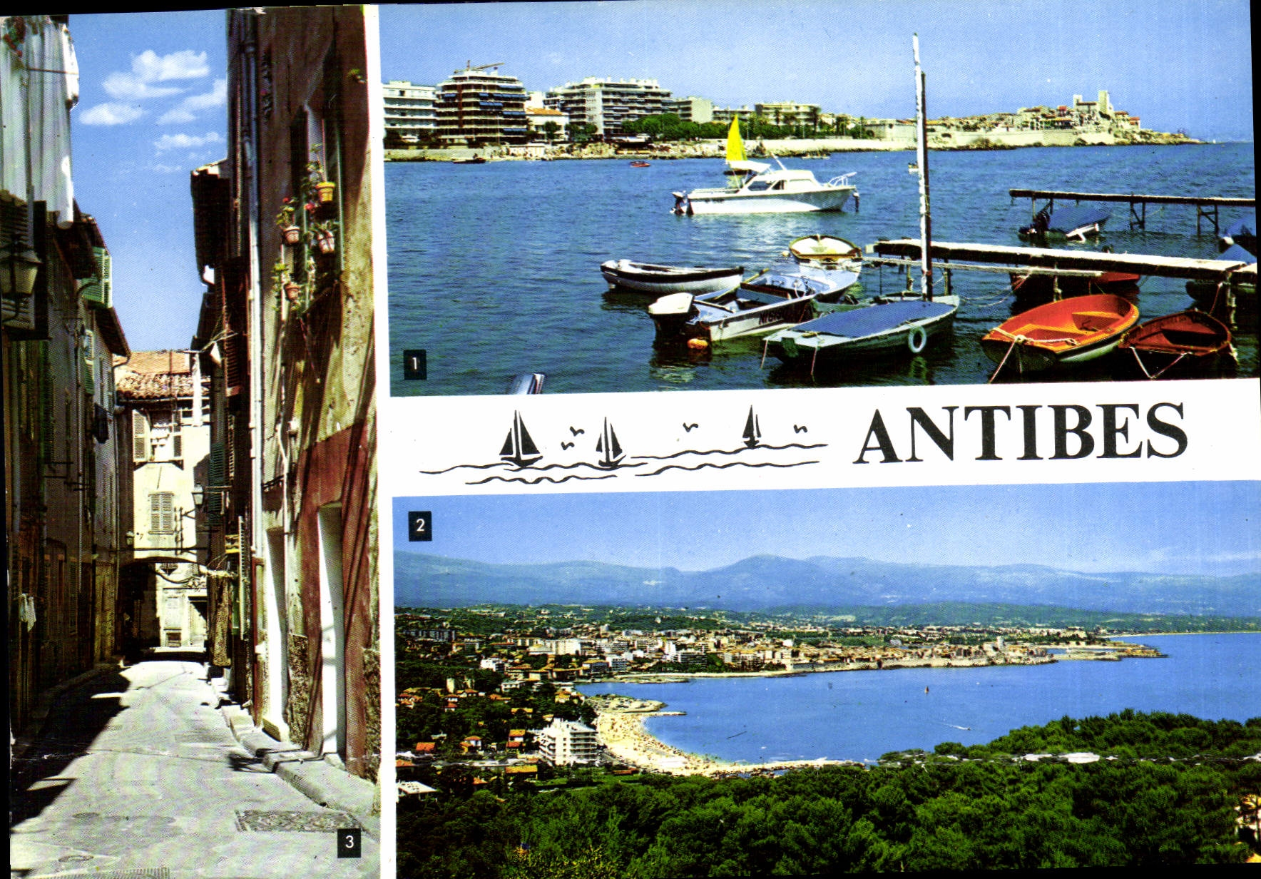 CPM La Cote d'Azur Antibes le Port de la Salice vue prise de la garoupe une vieille Rue 