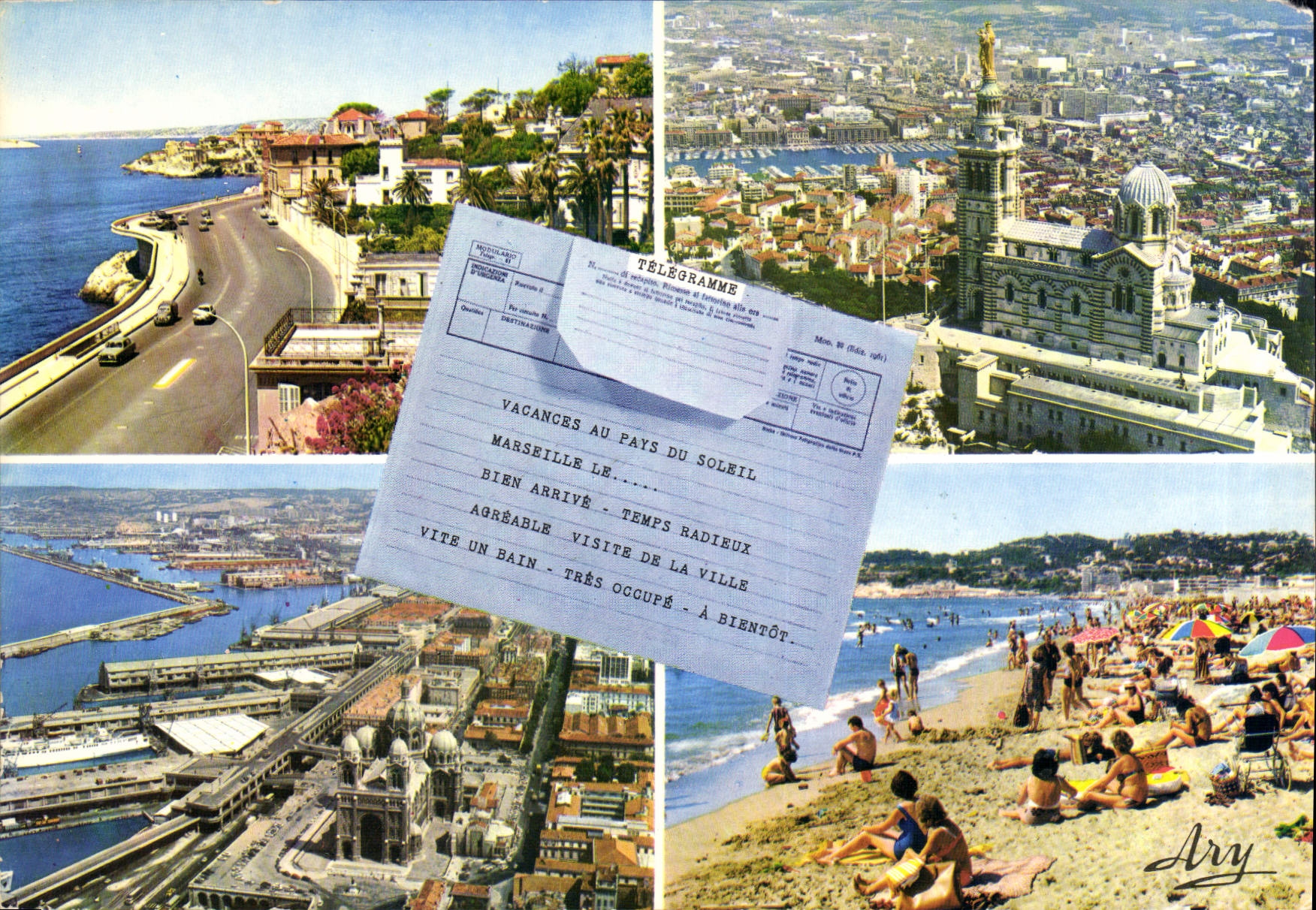 CPM Marseille Promenade de la Corniche Notre Dame de la Garde la Cathedrale la plage