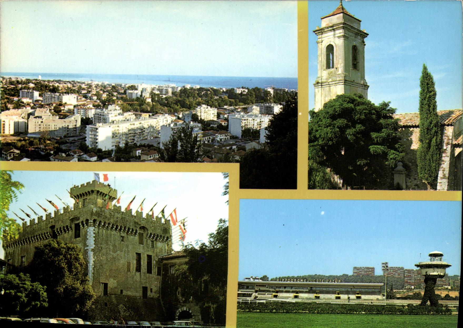 CPM Au soleil de la Cote d'Azur Cagnes Reflets de Cagnes vue generale l'hippodrome le chateau l'egli