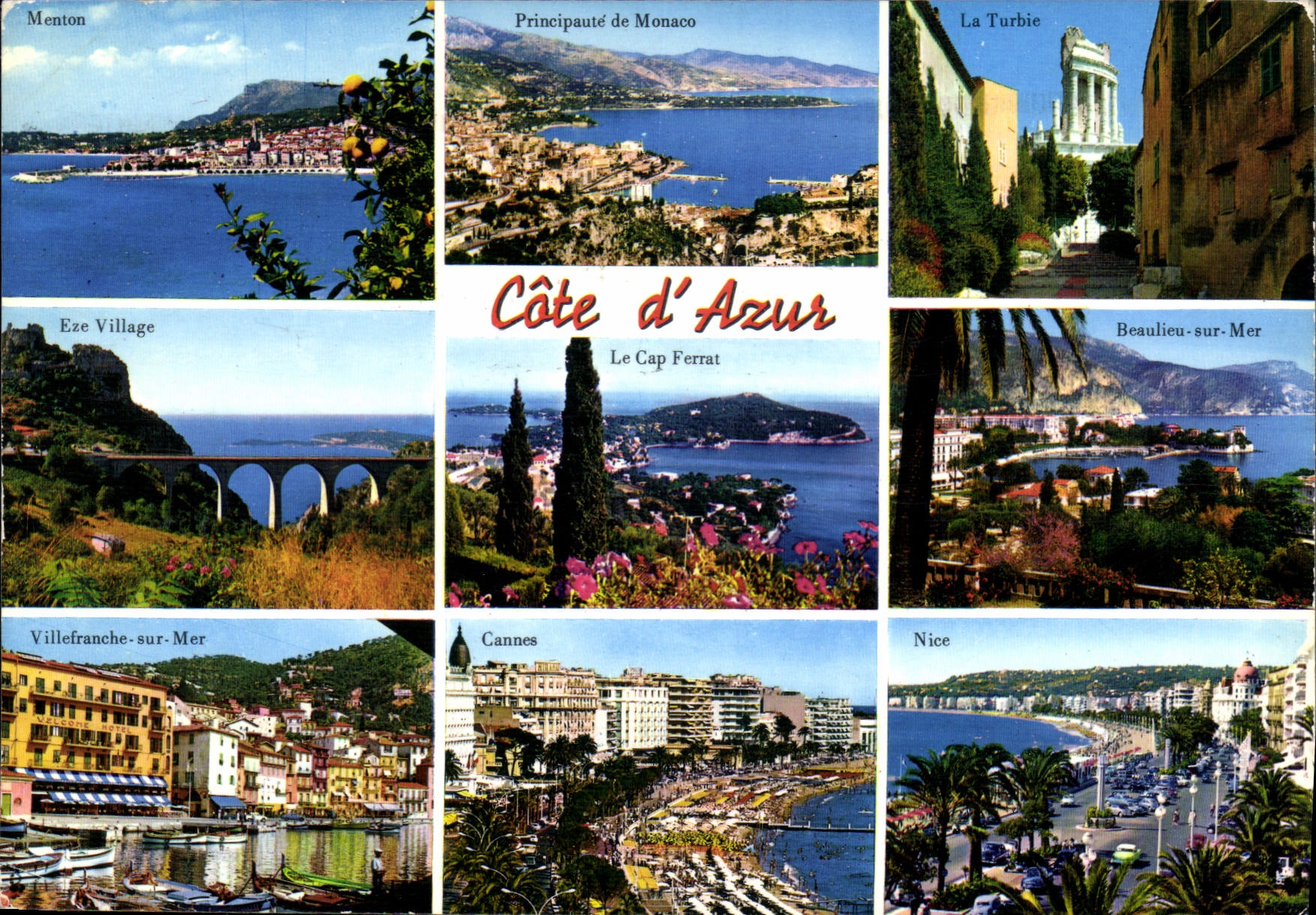 CPM La Cote d'Azur Menton Principaute de Monaco La Turbie Eze Village Le Cap Ferrat Beaulieu sur Mer
