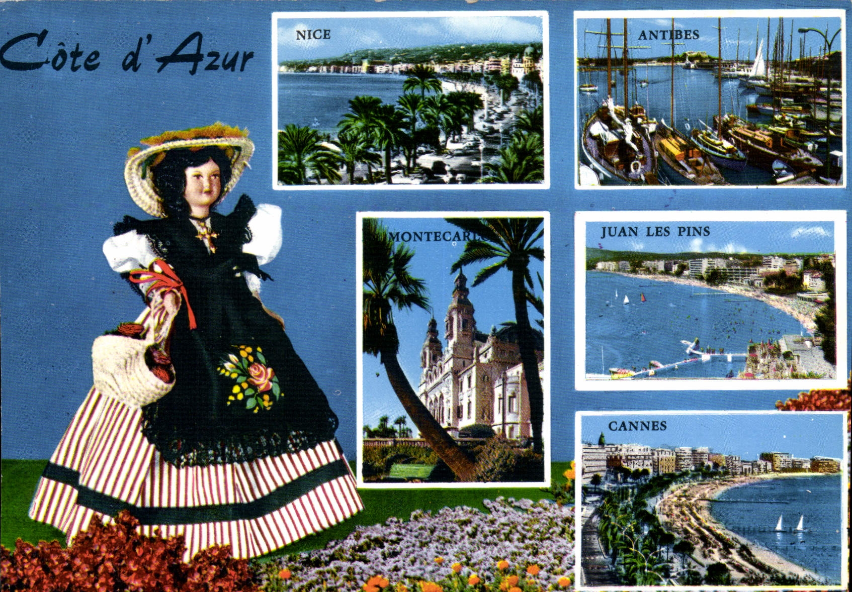 CPM Souvenir de la Cote d'Azur Poupee Nice Antibes Juan les Pins Monte-Carlo Cannes