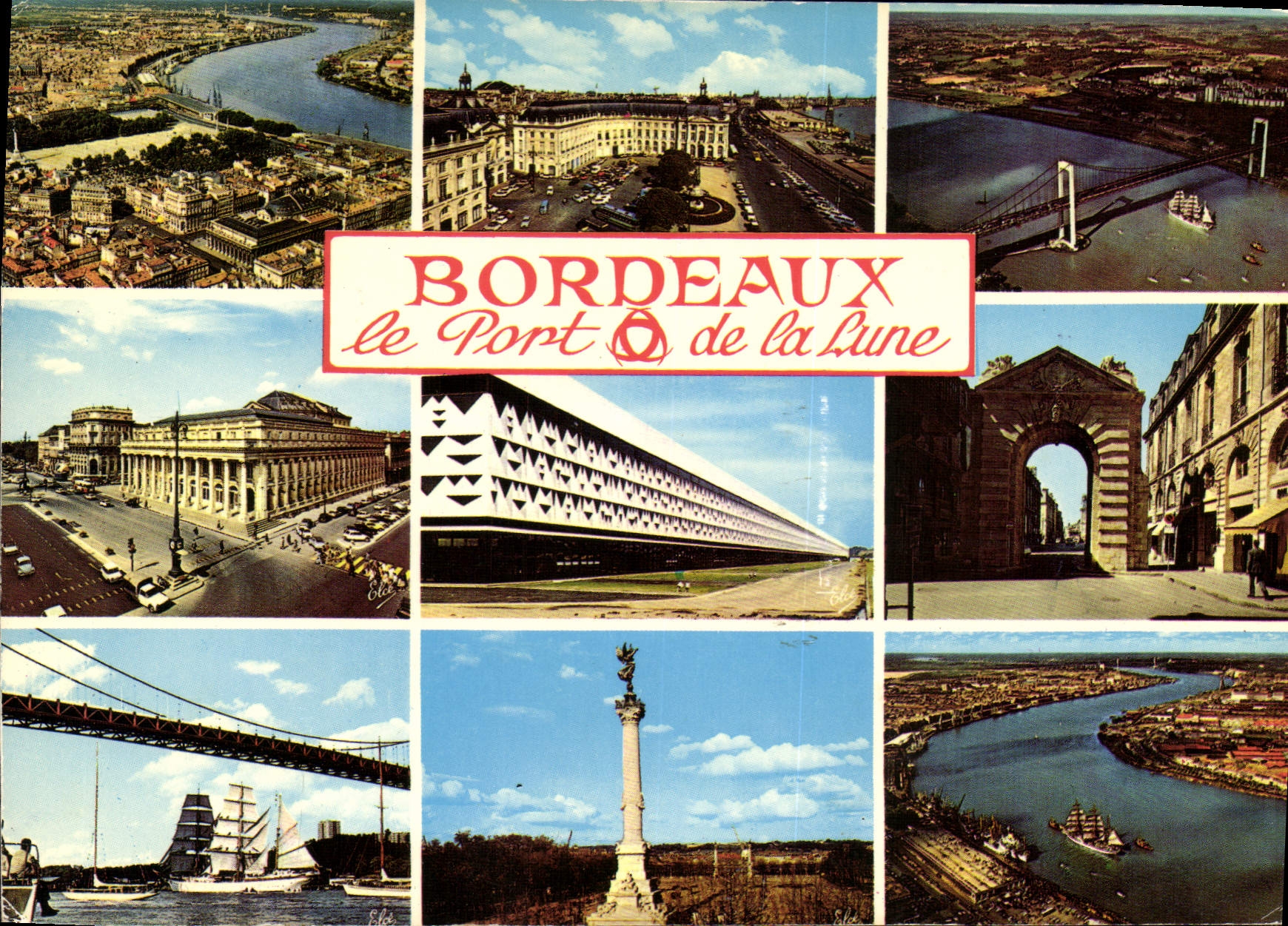 CPM Bordeaux le Port de la Lune le Port Place de la Bourse le Pont d'Aquitaine le Grand Theatre le H