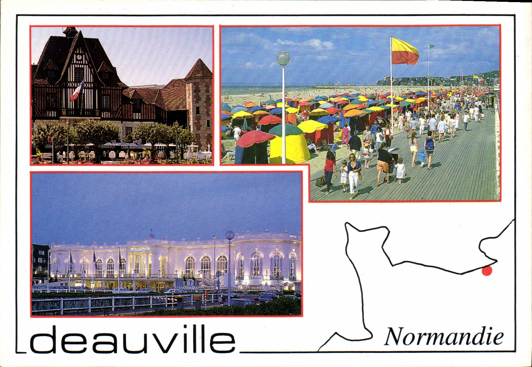 CPM Deauville Calvados l'Hotel de Ville les Planches le casino illumine