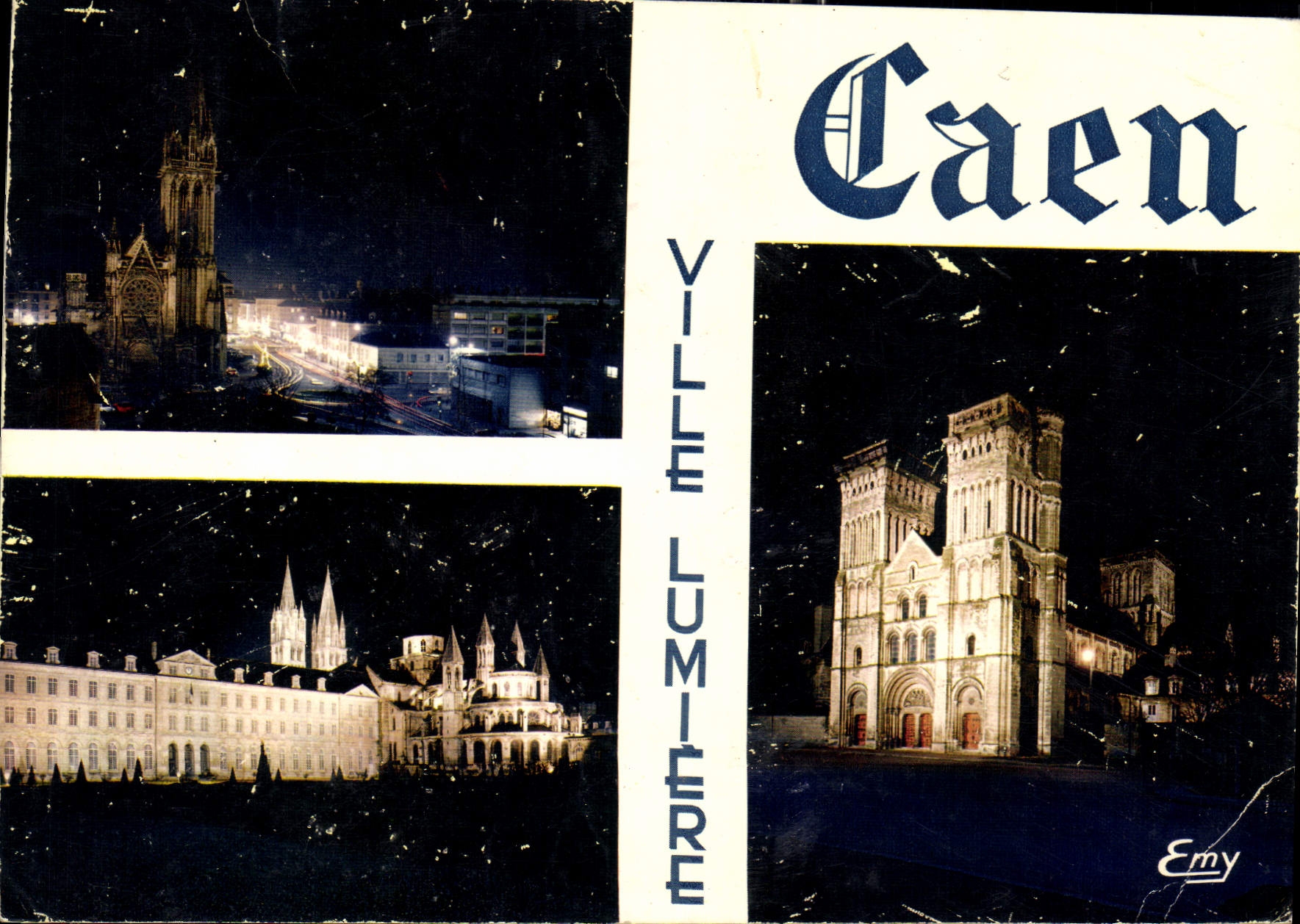 CPM Caen Calvados L'Eglise Saint Pierre L'Abbaye aux hommes et Hotel de Ville L'Eglise de la Trinite