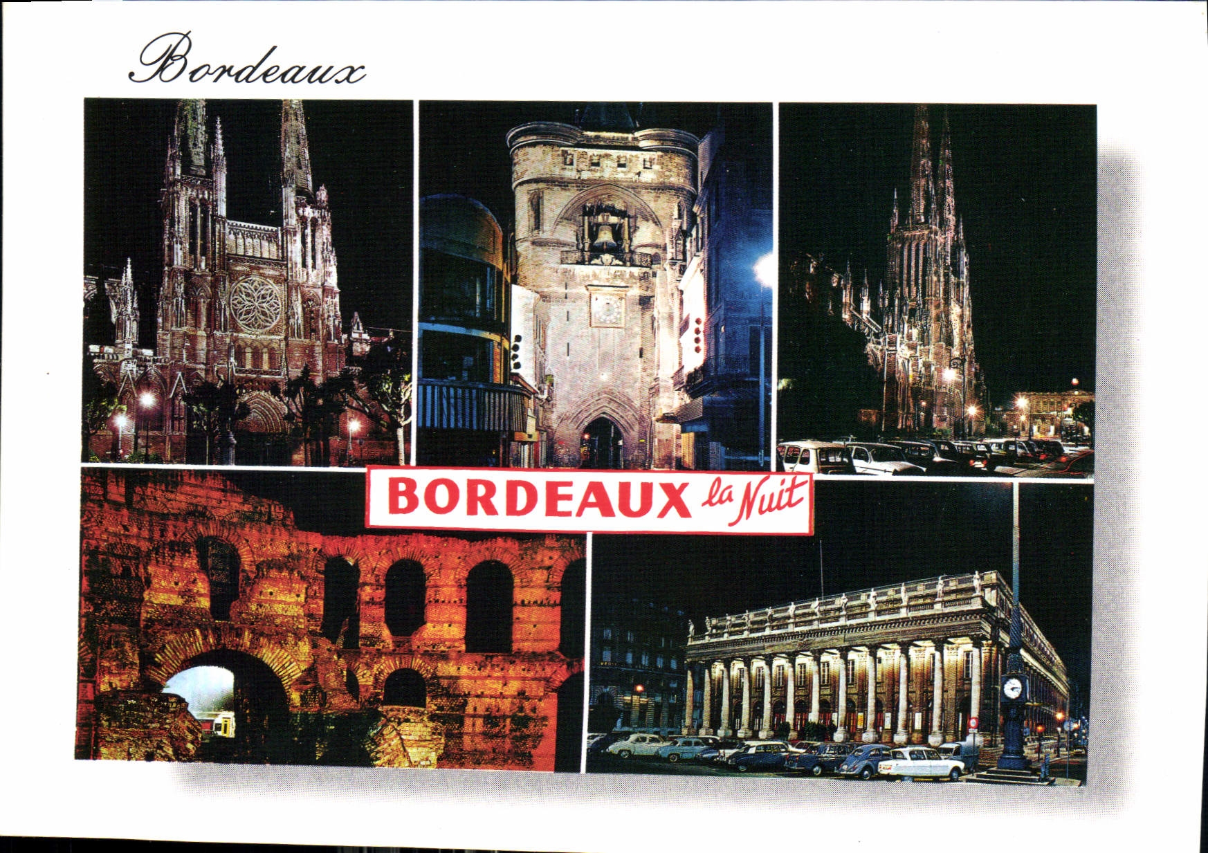 CPM Bordeaux Gironde de gauche a droite la Cathedrale la Grosse Cloche au front l'Hotel de Ville les