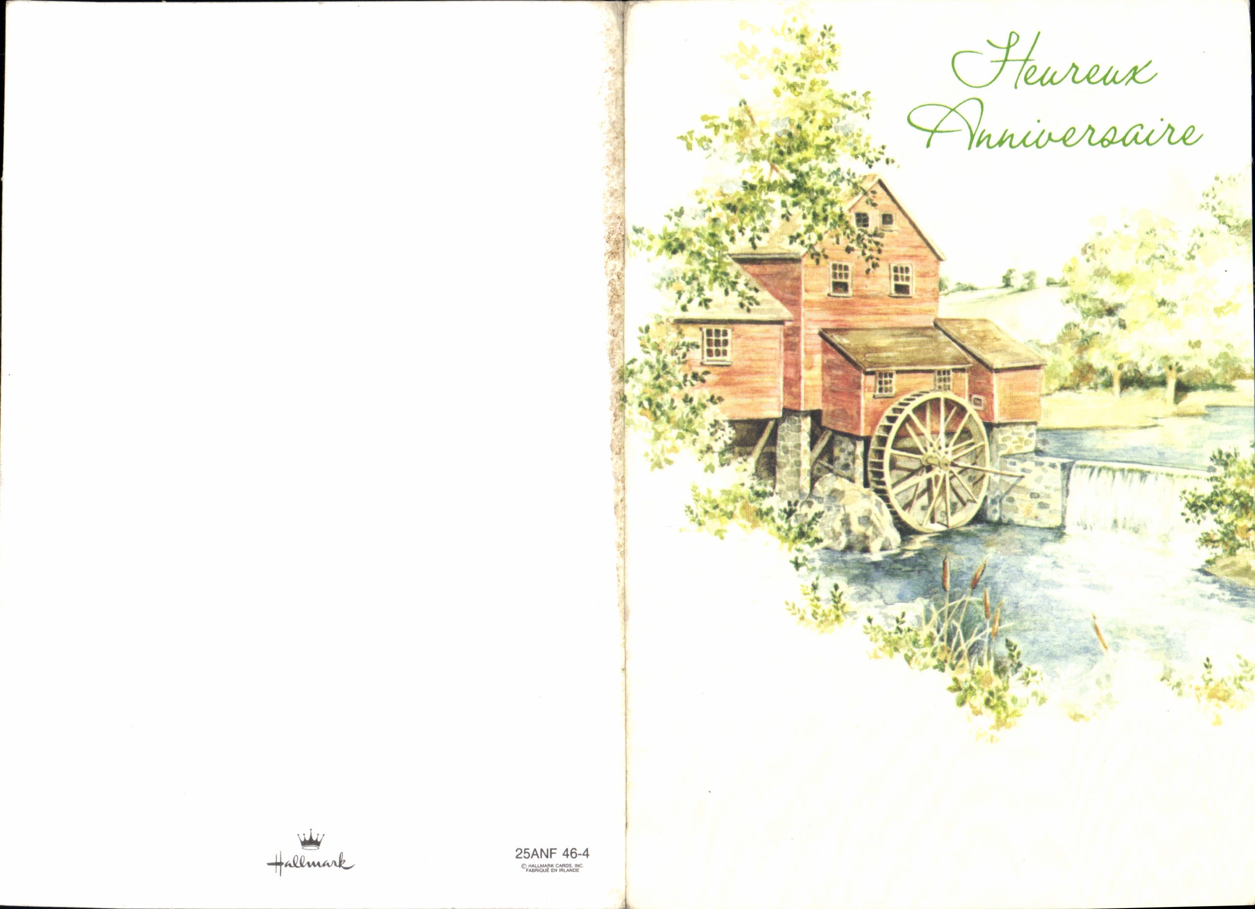 CPM Heureux Anniversaire Moulin a eau
