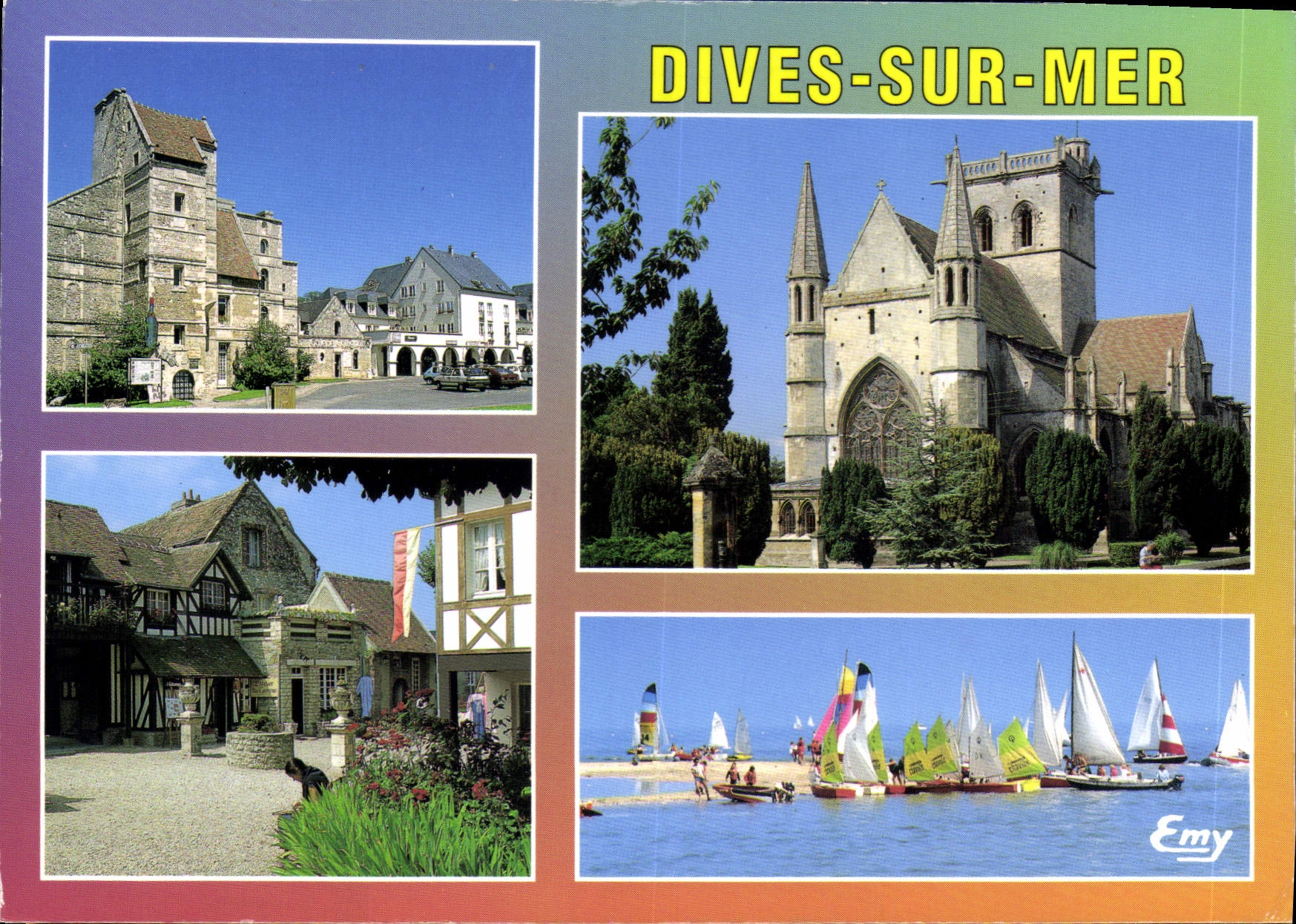 CPM Dives sur Mer Calvados l'ancienne gendarmerie le Village Guillaume le Conquerant l'Eglise Notre 