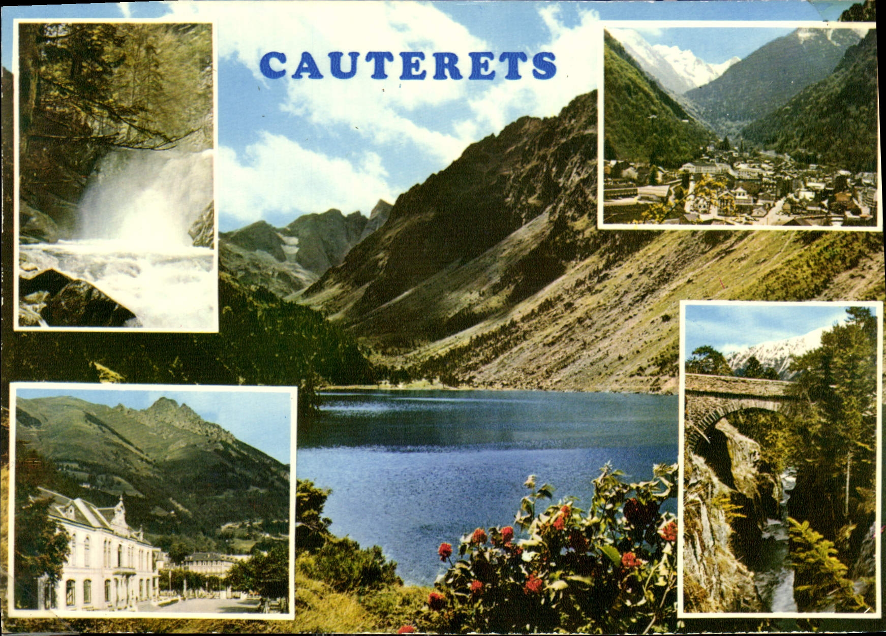 CPM Cauterets Hautes Pyrenees Vue generale Place de la Mairie Le pont d'Espagne