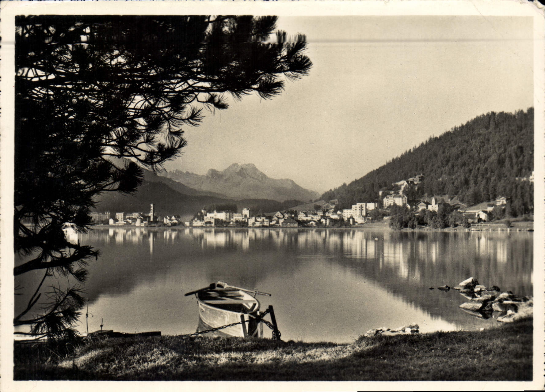 CPM Blick uber den St Moritzersee auf St Moritz Bad u Piz della Margna