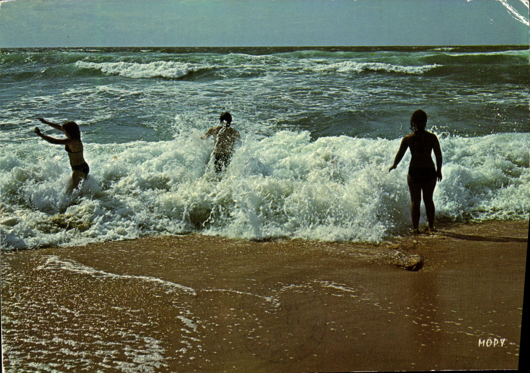 CPM La France La Cote d'Argent Jeux dans les vagues de l'Atlantique 