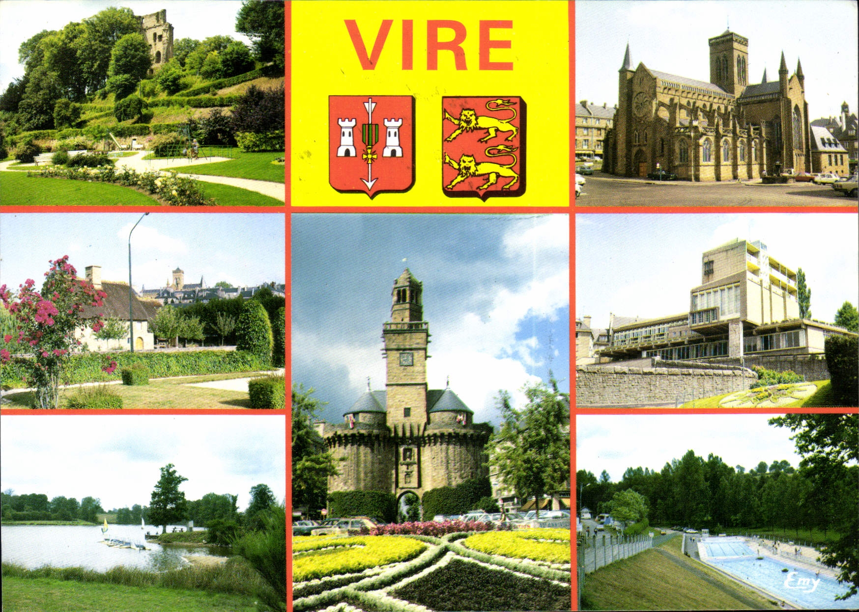 CPM Vire Calvados Les ruines de l'Ancien donjon L'Eglise