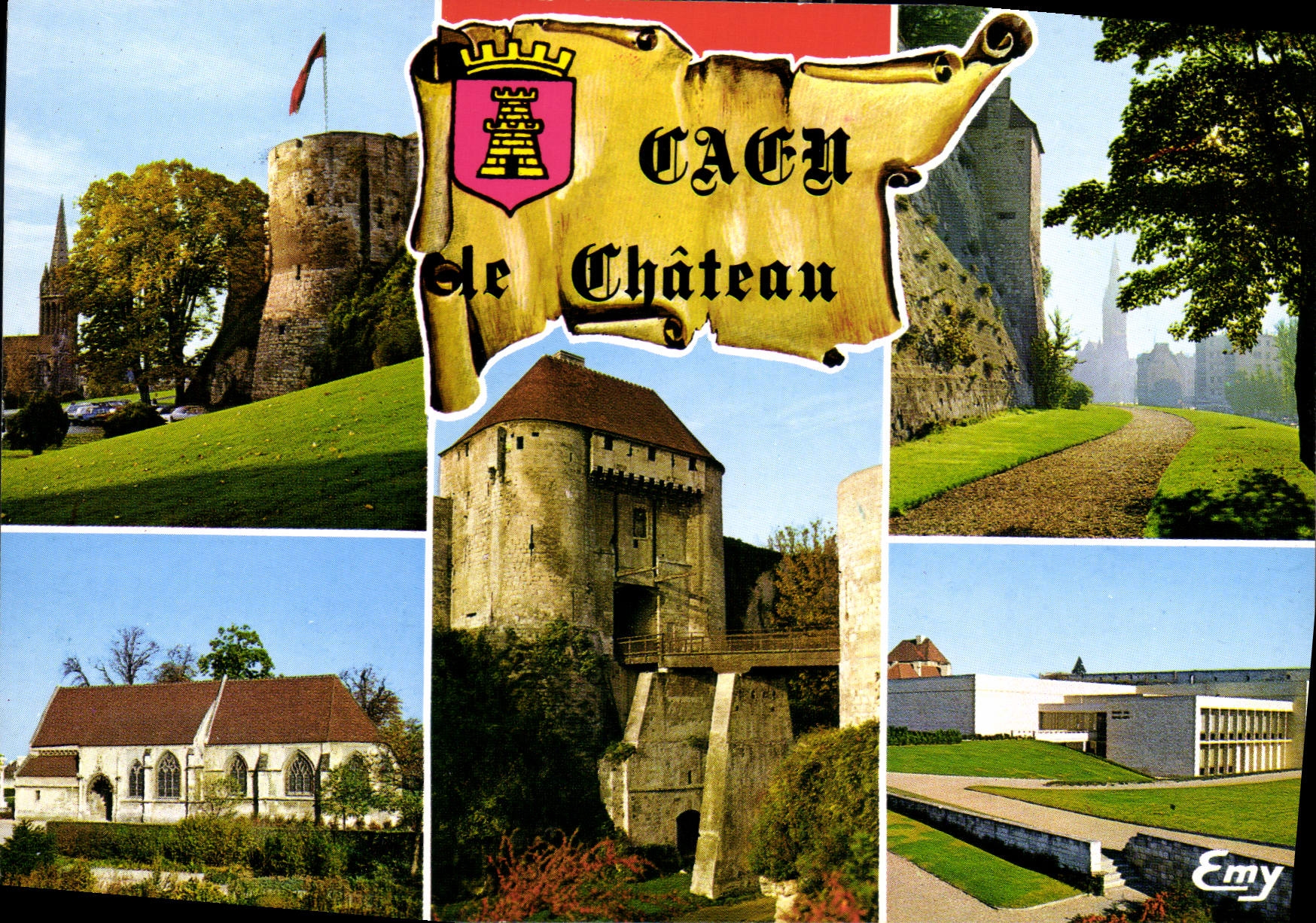 CPM Caen Calvados Le Chateau Les Remparts La Chapelle Saint Georges La Porte des Champs 