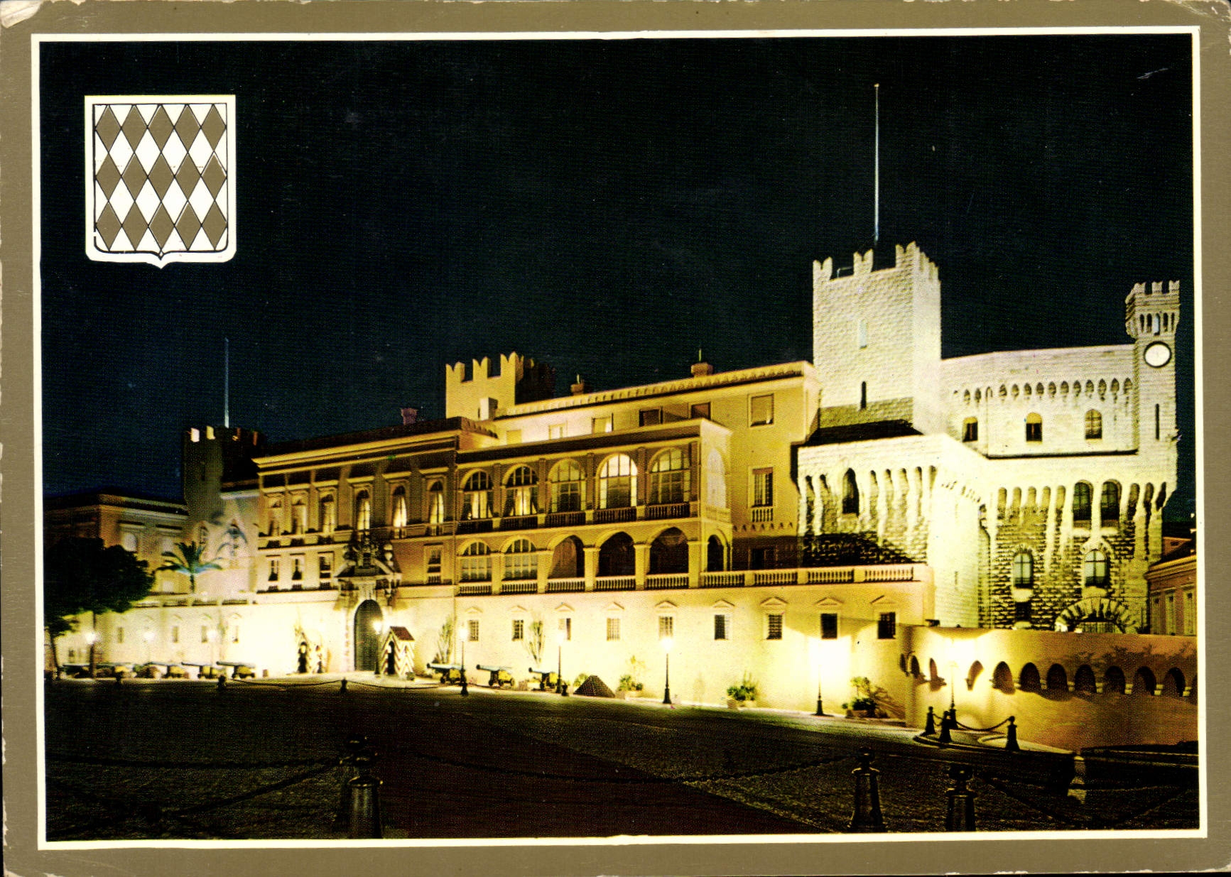 CPM Principaute de Monaco Le Palais Princier Vue nocturne 