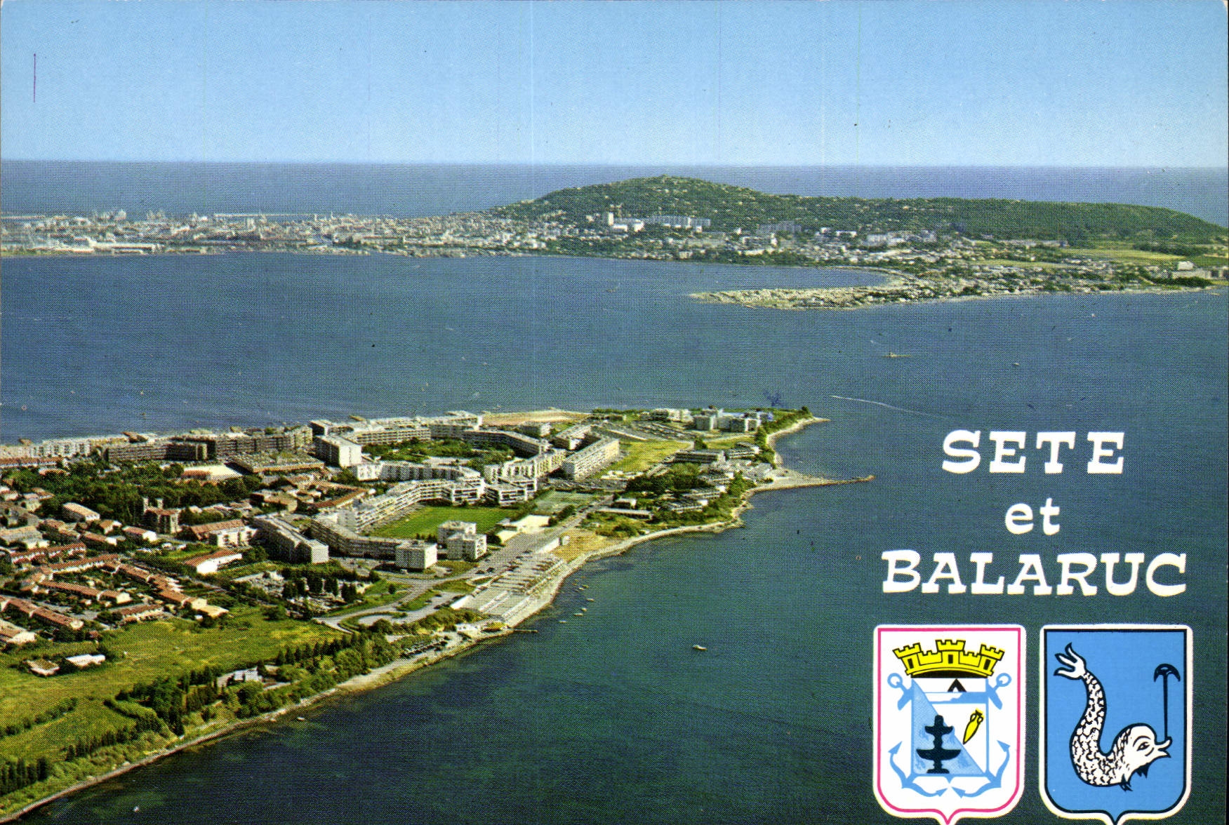 CPM Les Deux Presqu'Iles du Bassin de Thau Balaruc les Bains en premier plan Sete et le Mont Saint C