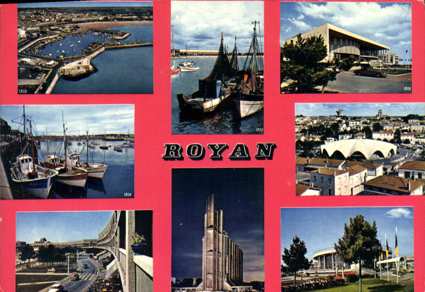 CPM Royan cote de Beaute la Plage le Port le Palais des congres le Marche le Fron de mer l'eglise No