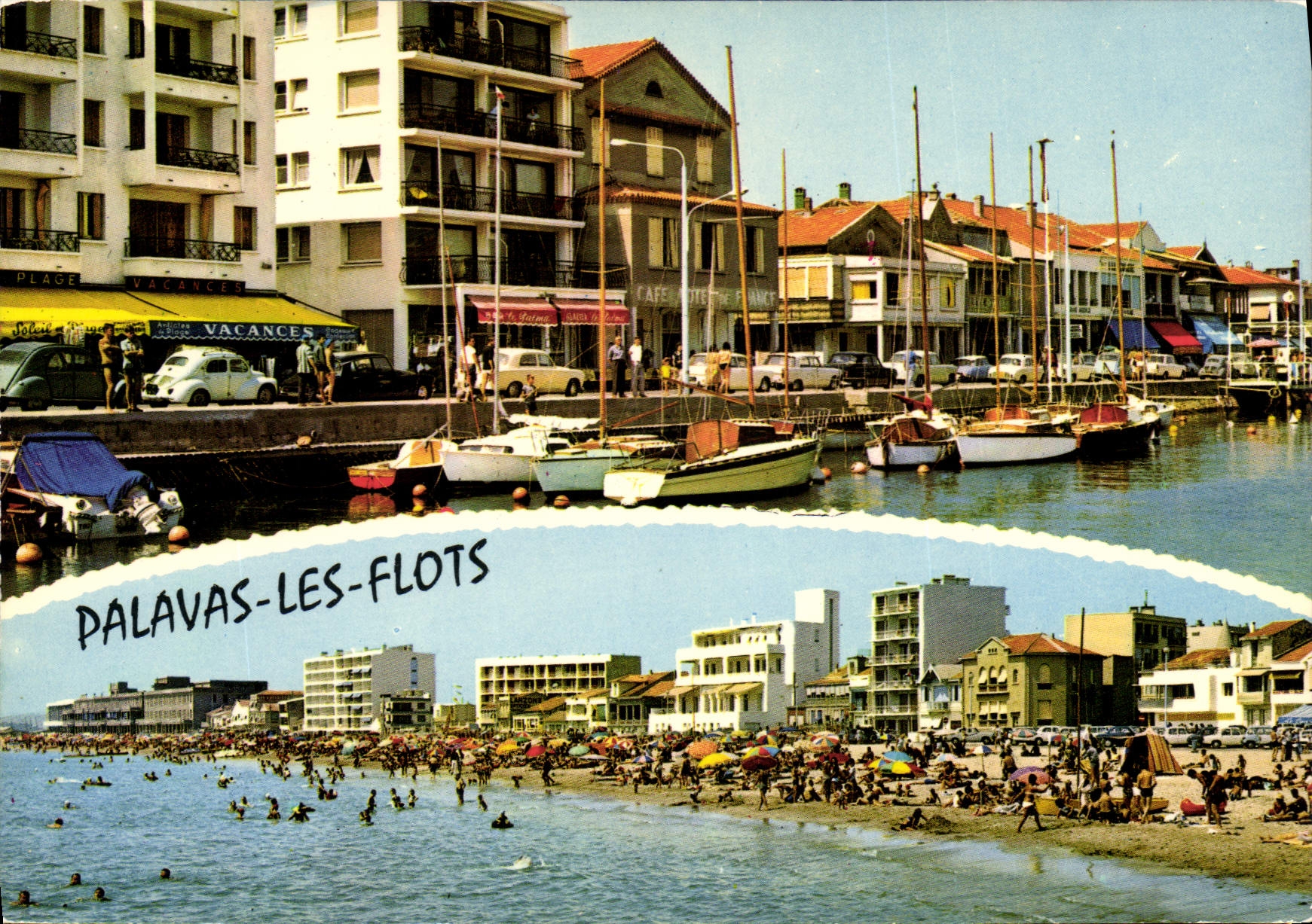 CPM Palavas les flots herault le Canal et la Plage de la rive droite au fond l'institut Saint Pierre