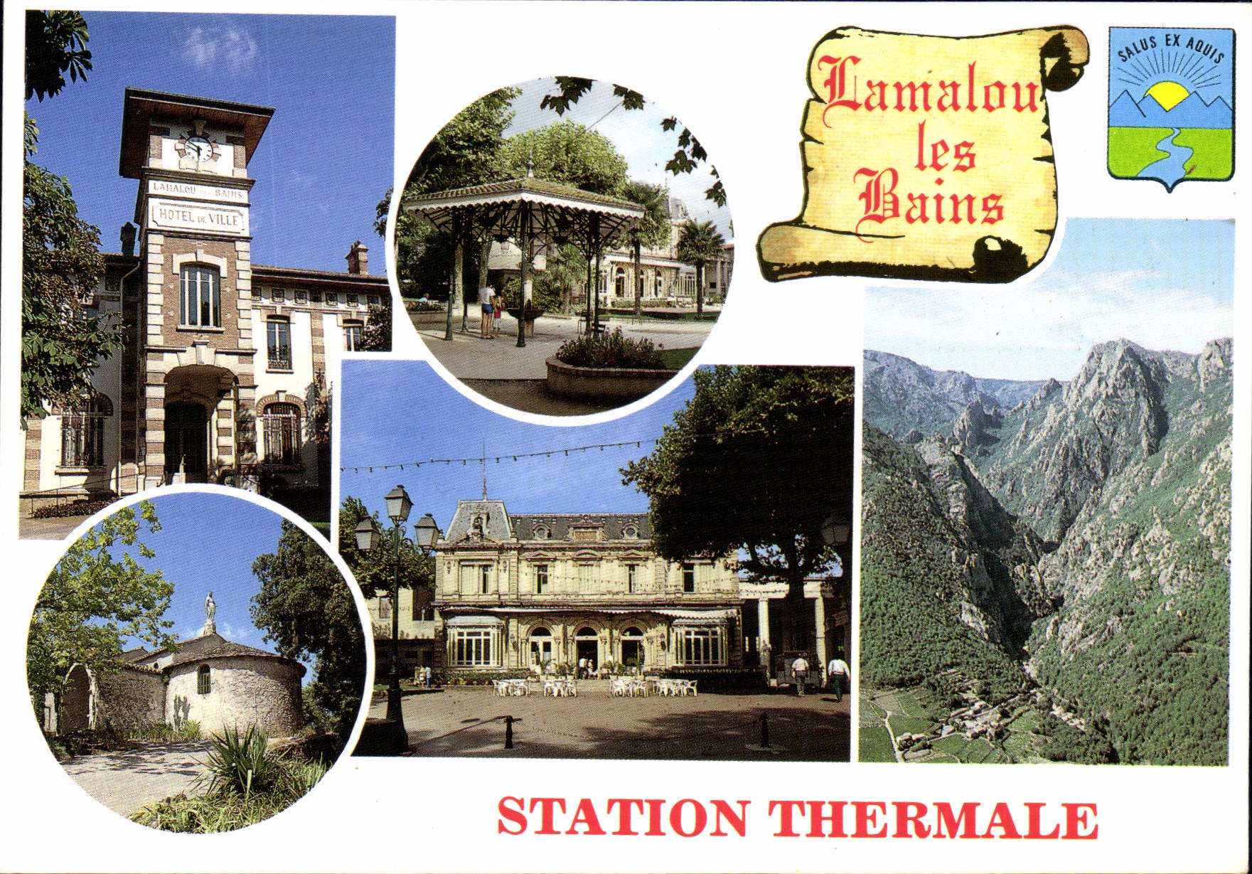 CPM Lamalou les Bains herault la Mairie la Source Usclade N D de Capimont le Casino le Caroux