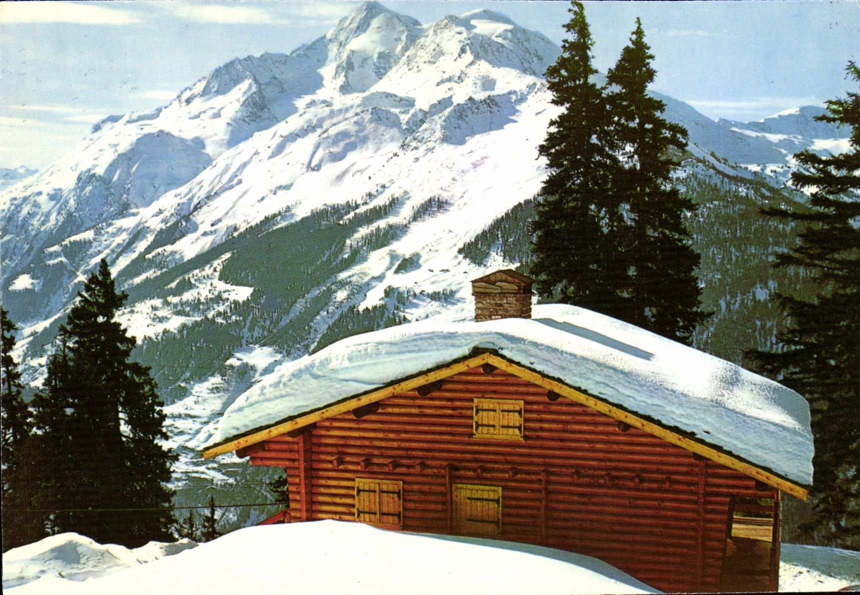 CPA Neige et soleil un chalet et un cœur