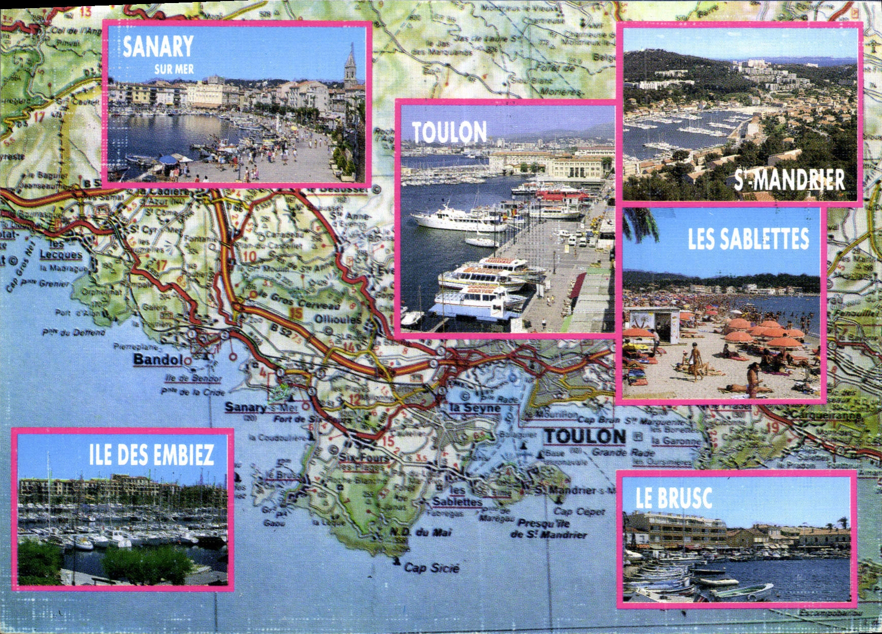 CPM Souvenir de la Cote d'Azur Sanary Toulon St Mandrier Iles des Embiez Le Brusc