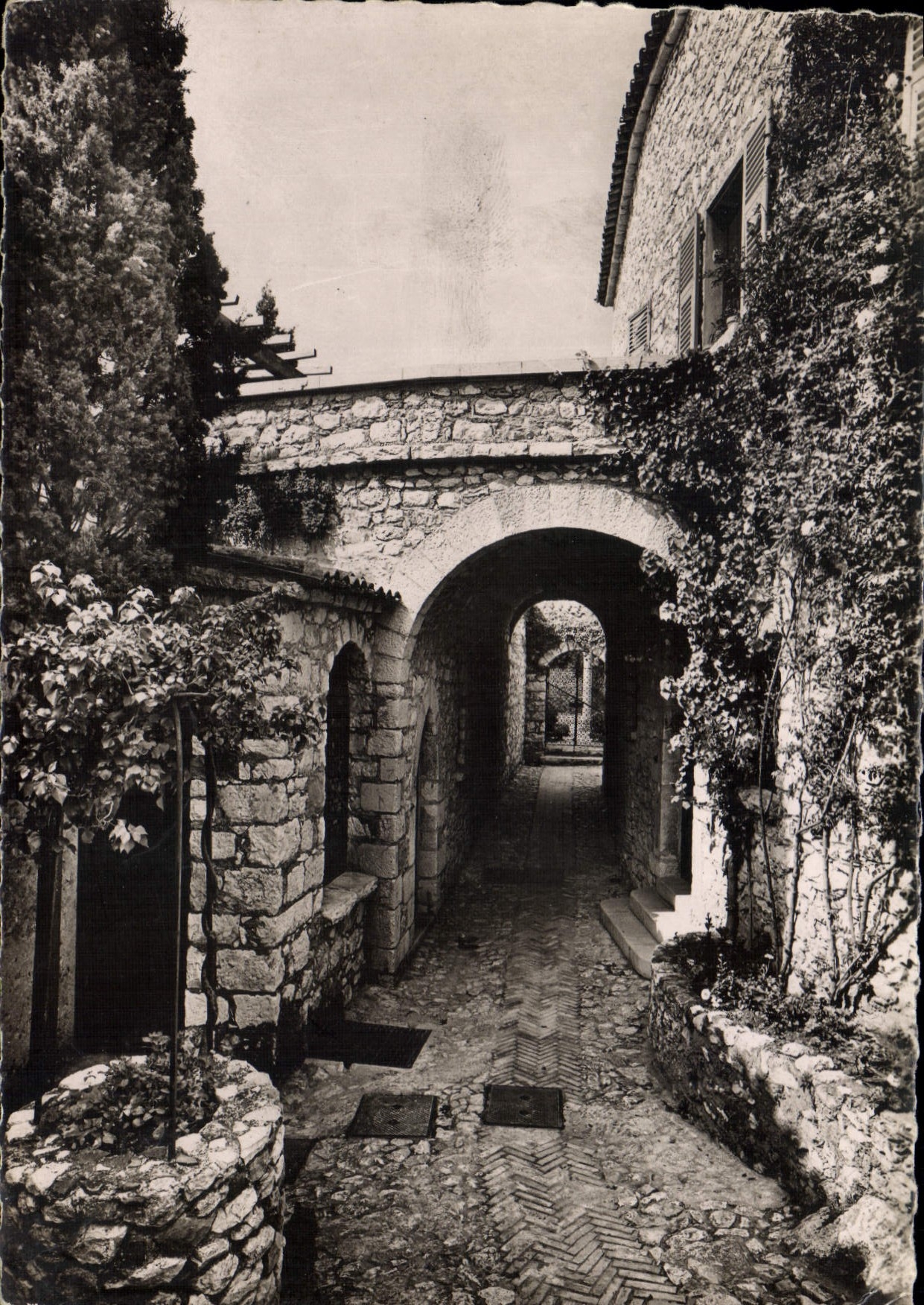 CPA Eze Village le vieux puits et le Chateau de la Chevre d'Or