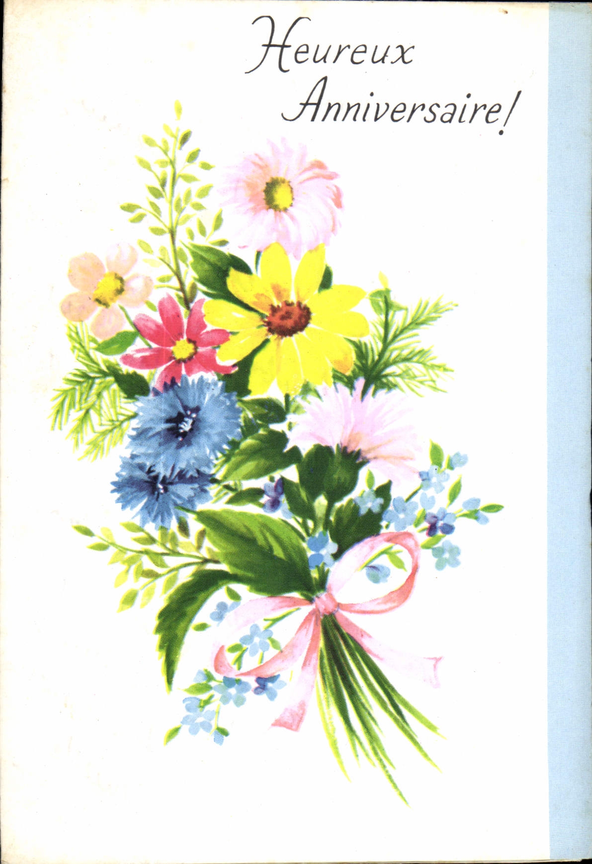 CPM Heureux Anniversaire Fleurs