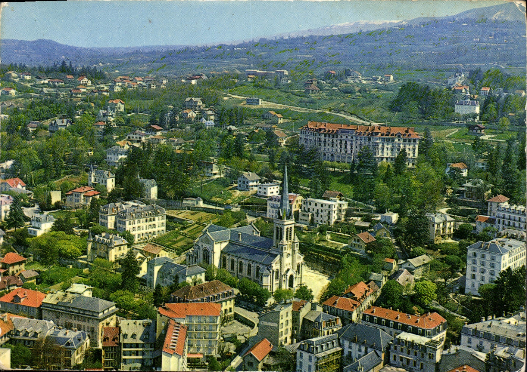 CPM Aix les Bains vue aerienne quartier de l'Eglise Notre Dame Residence Mirabeau 