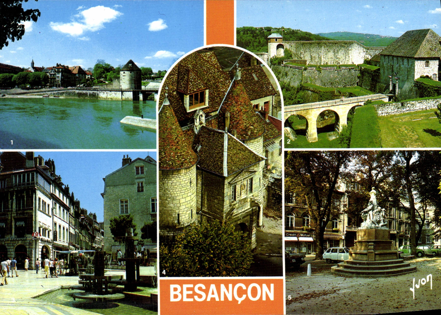 CPM Couleurs et lumiere de France Besancon Doubs la tour de la Pelotte la Citadelle place Pasteur Po