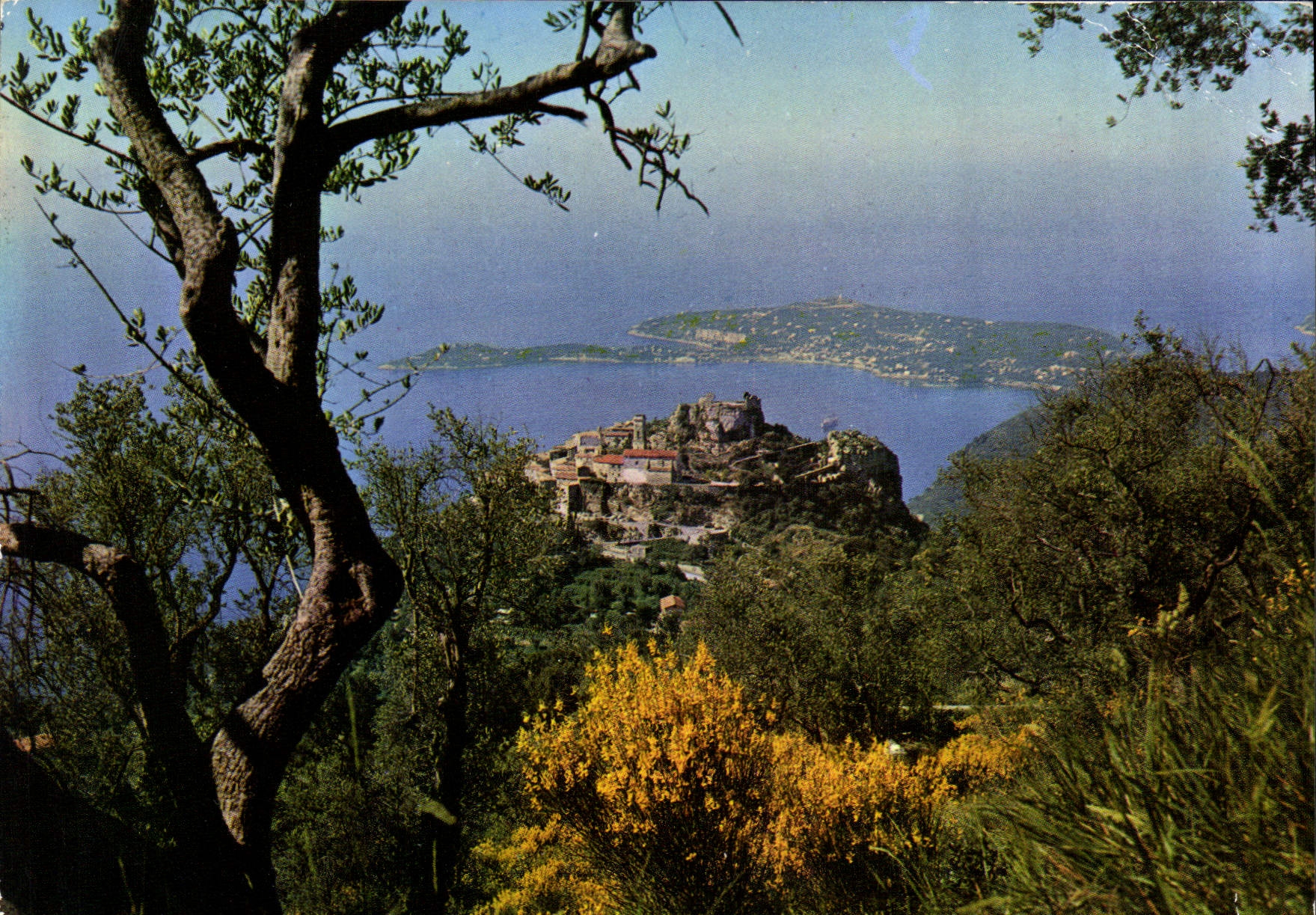 CPM Les Sites Merveilleux de la Cote d'Azur Eze A M le pittoresque village au fond le Cap Ferrat