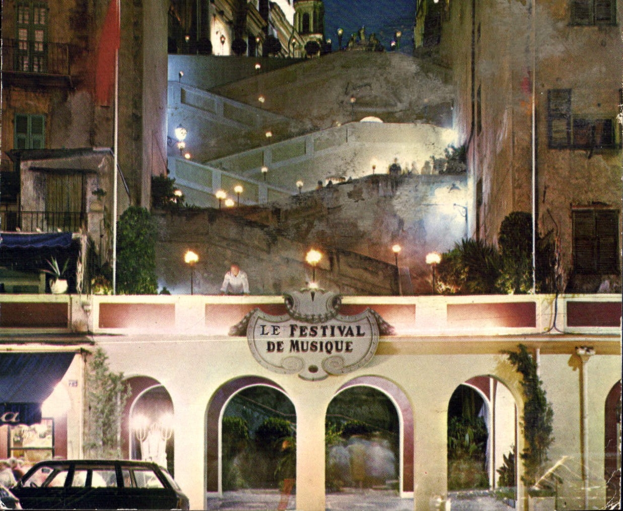 CPM Menton Cote d'Azur French Riviera L'Eglise Saint Michel la nuit Le festival de musique