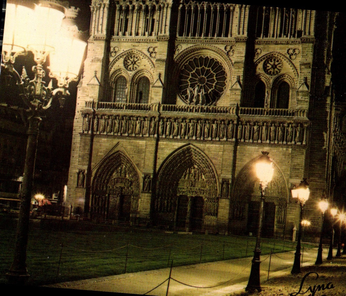 CPM Paris la nuit La Cathedrale Notre Dame