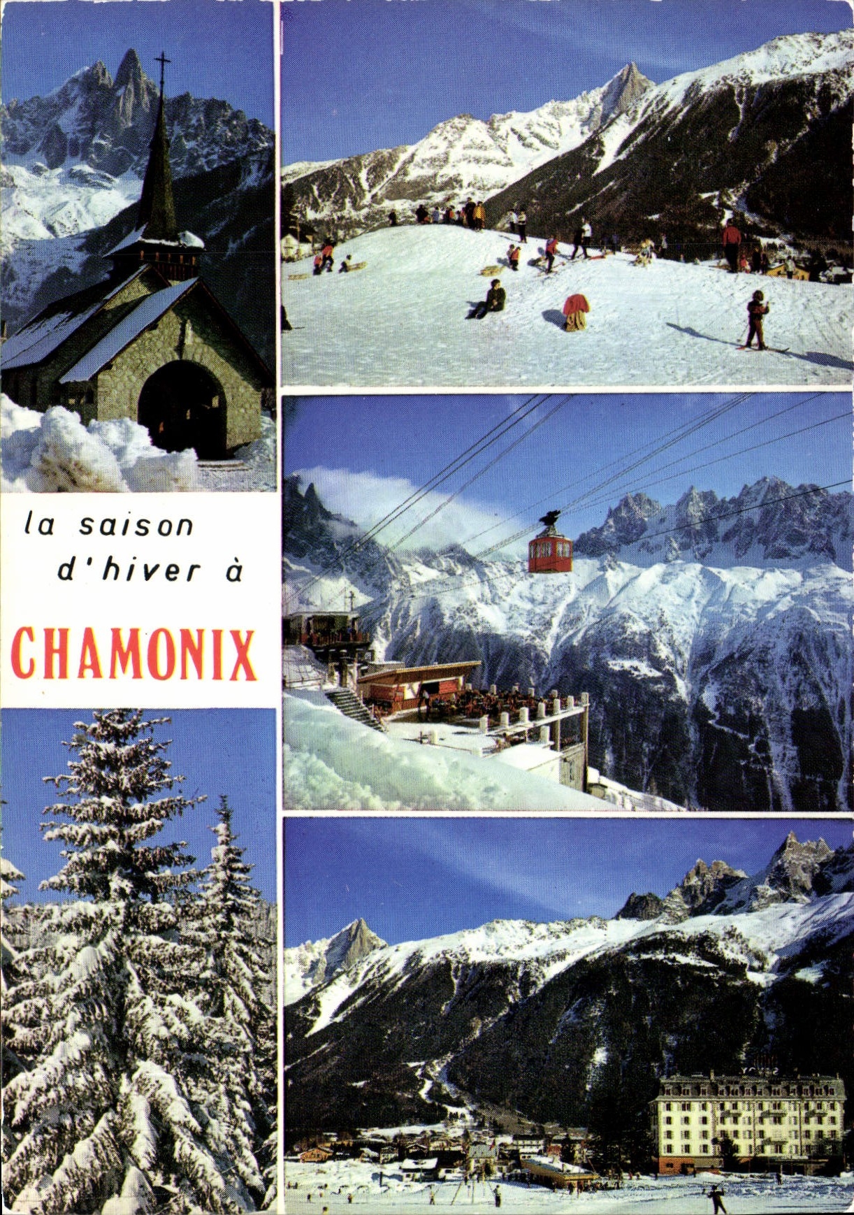 CPM La Saison d'hiver a Chamonix Chapelle des Praz Champs de ski Planpraz et les aiguilles Vue gener